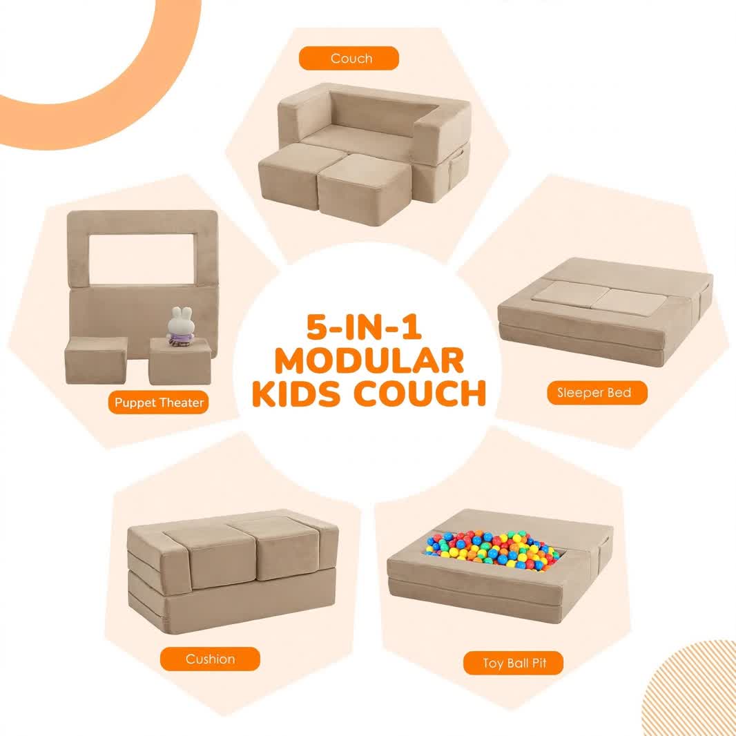 Nutech Decor Corduroy Kids Play Couch – Modular Toddler Sofa for Play, Reading & Relaxing