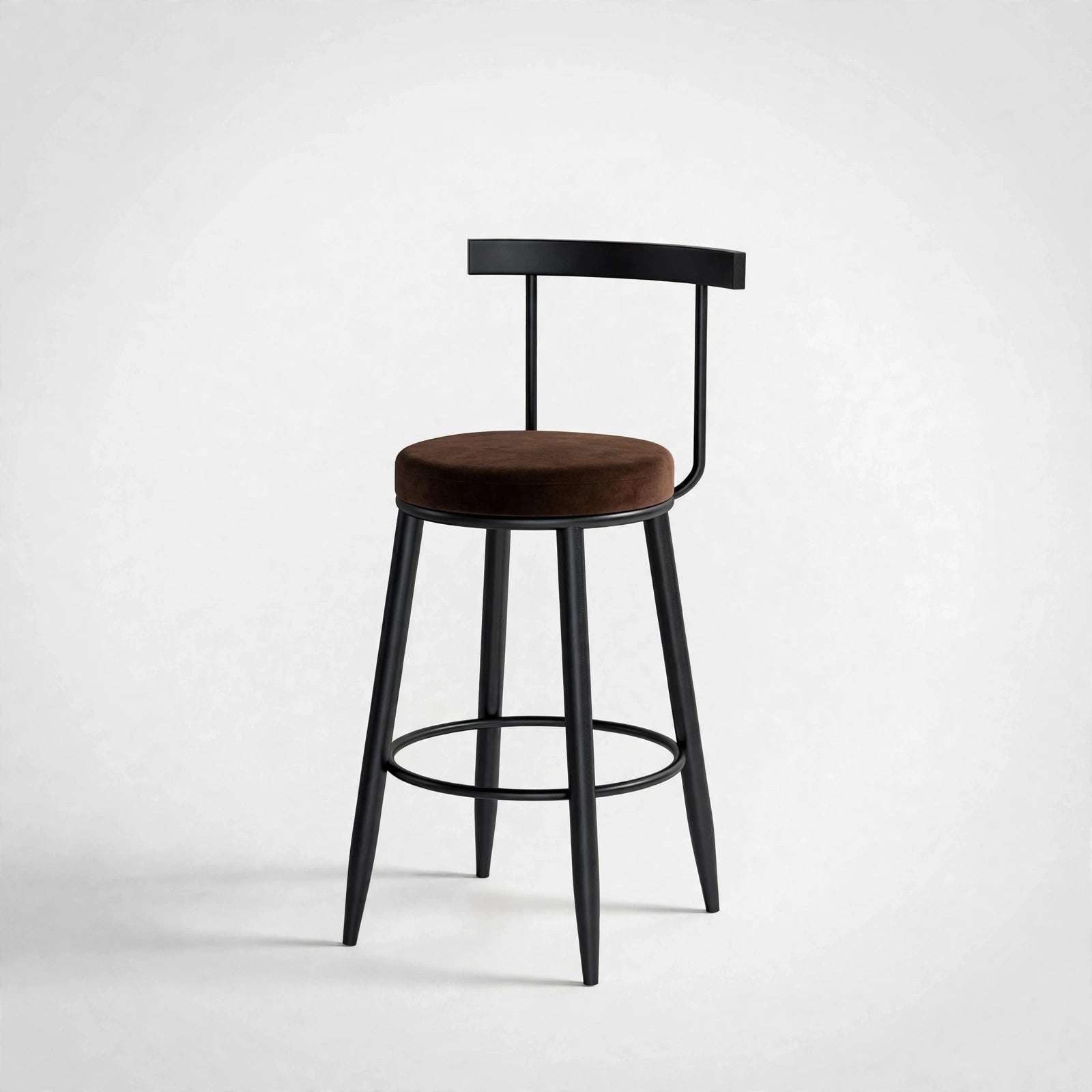 Nutech Decor Velvet Counter Height Bar Stool with Solid Backrest with Black Legs | Kitchen & Bar Seating