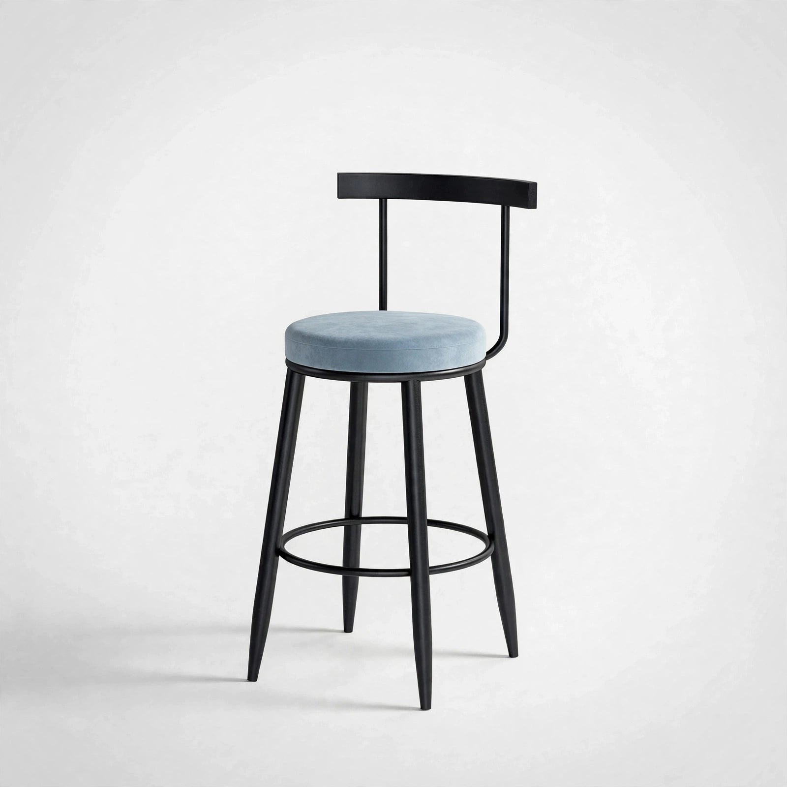 Nutech Decor Velvet Counter Height Bar Stool with Solid Backrest with Black & Gold Legs | Kitchen & Bar Seating