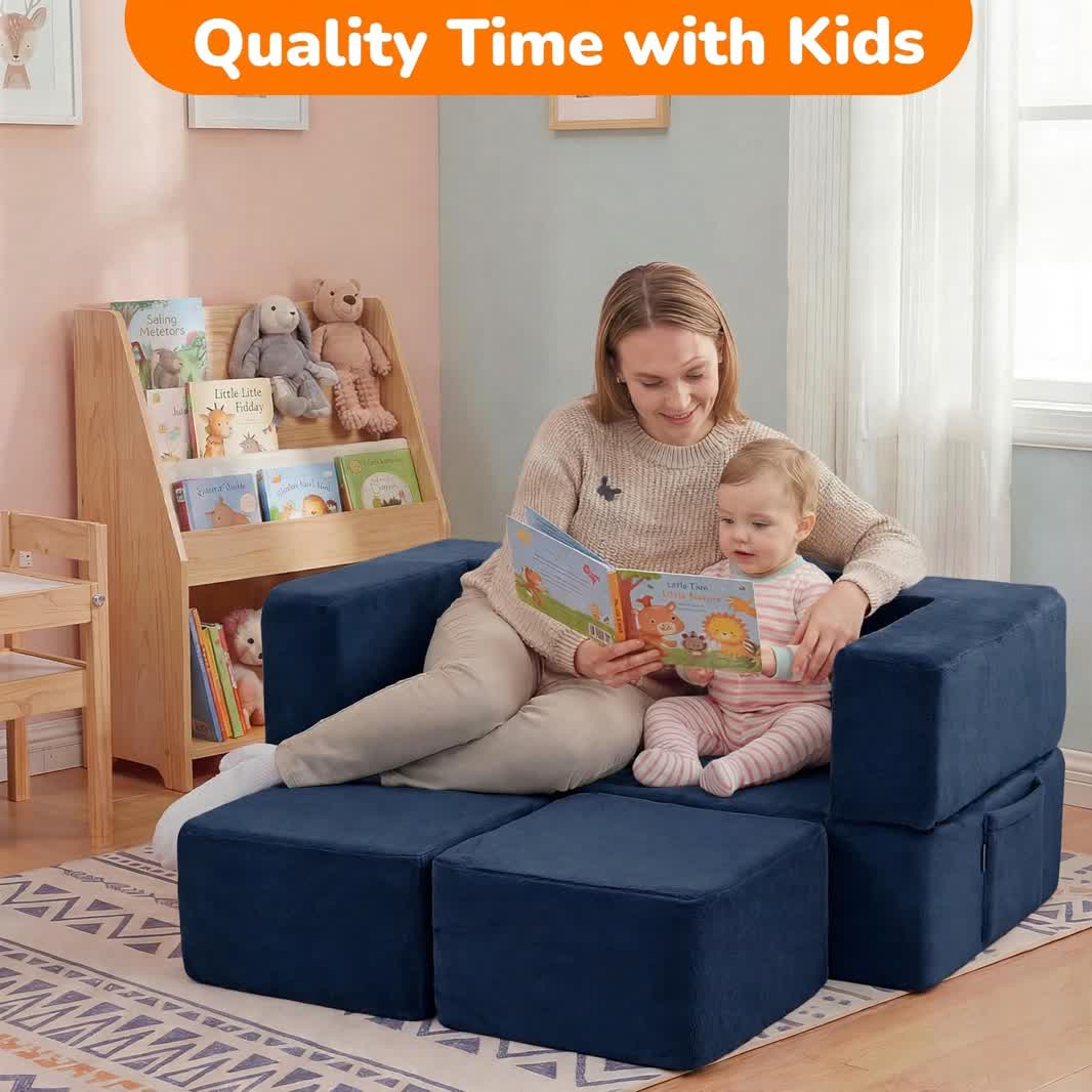 Nutech Decor Corduroy Kids Play Couch – Modular Toddler Sofa for Play, Reading & Relaxing
