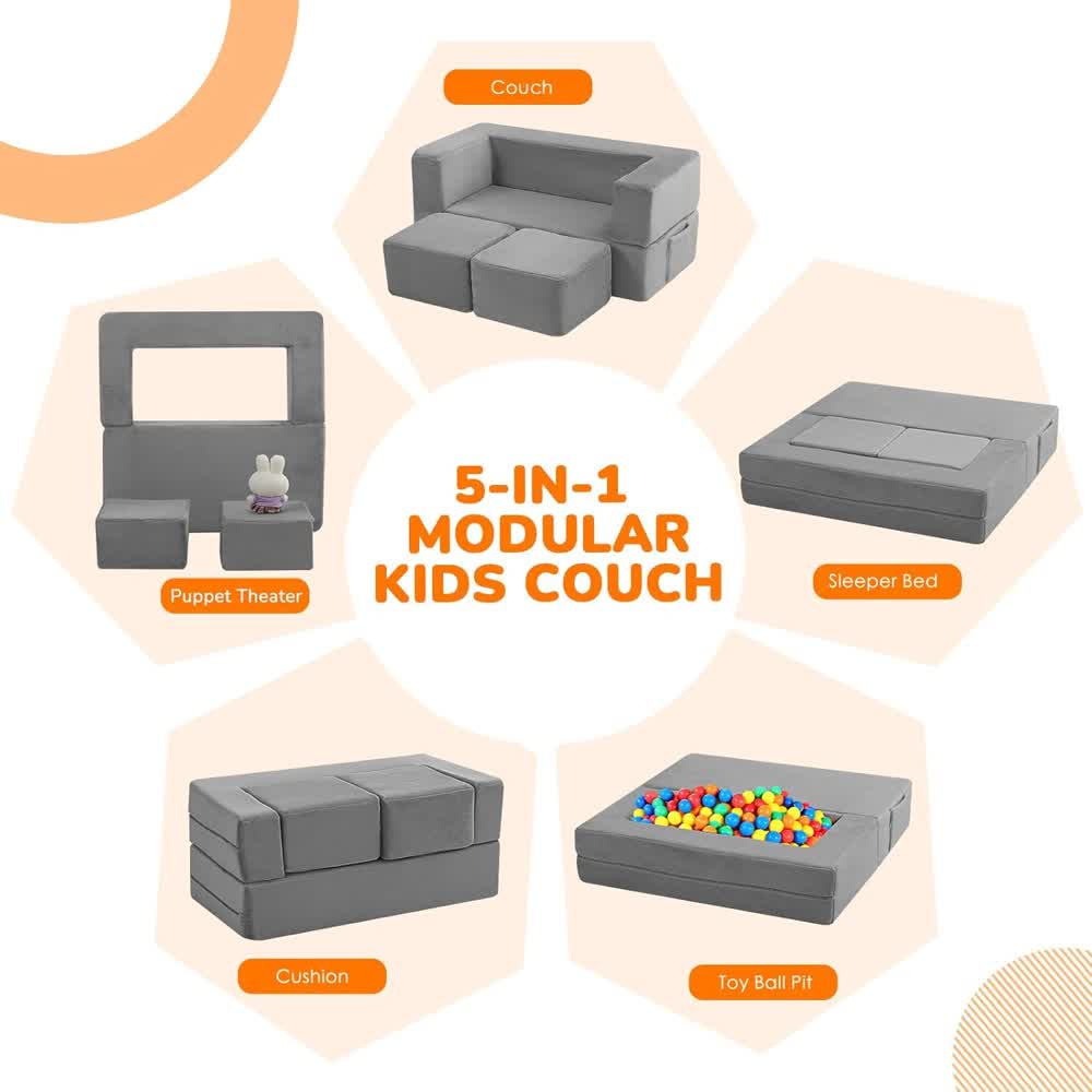 Nutech Decor Corduroy Kids Play Couch – Modular Toddler Sofa for Play, Reading & Relaxing