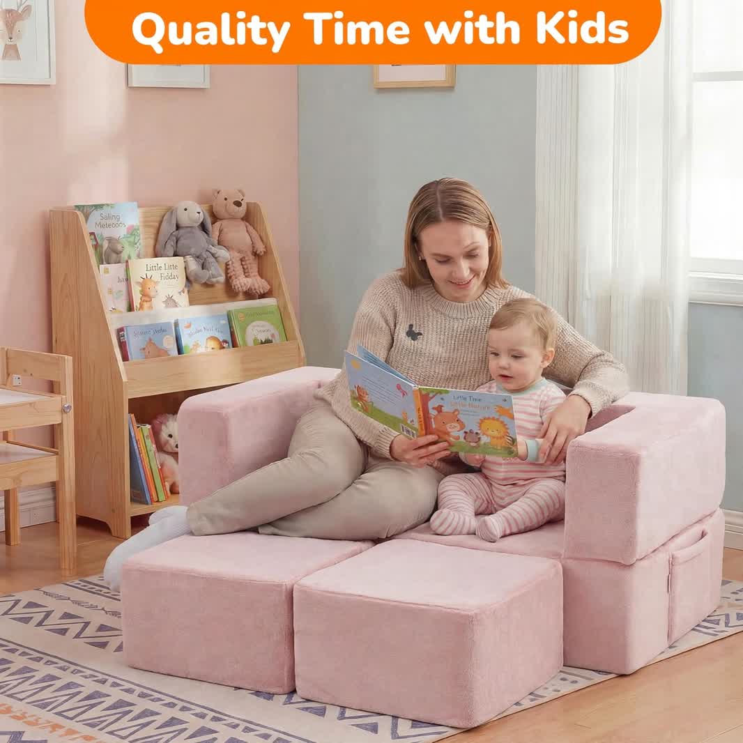 Nutech Decor Corduroy Kids Play Couch – Modular Toddler Sofa for Play, Reading & Relaxing