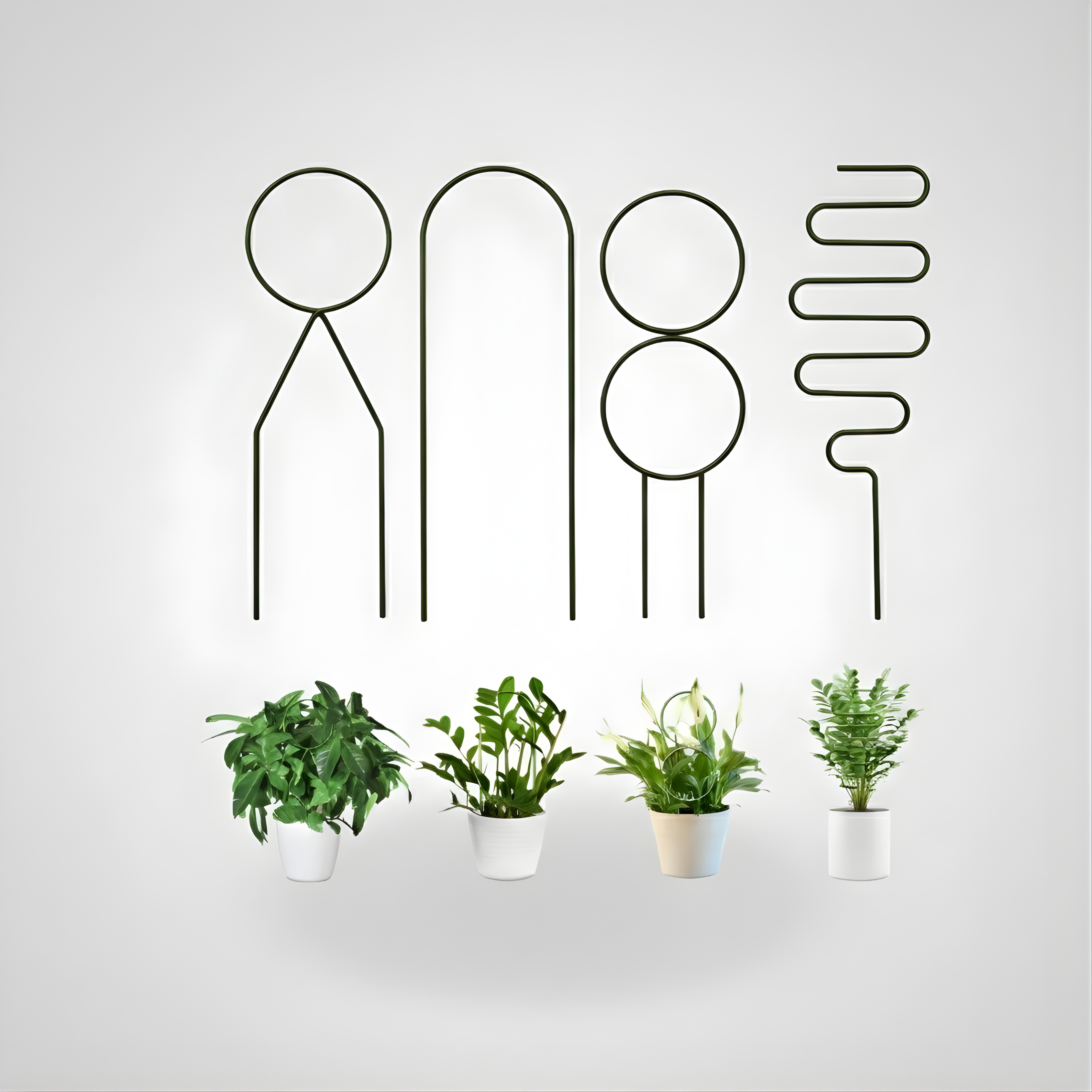 Pack of 4 Metal Plant Trellis for Indoor Climbing Plants | Decorative Rustproof Green Support
