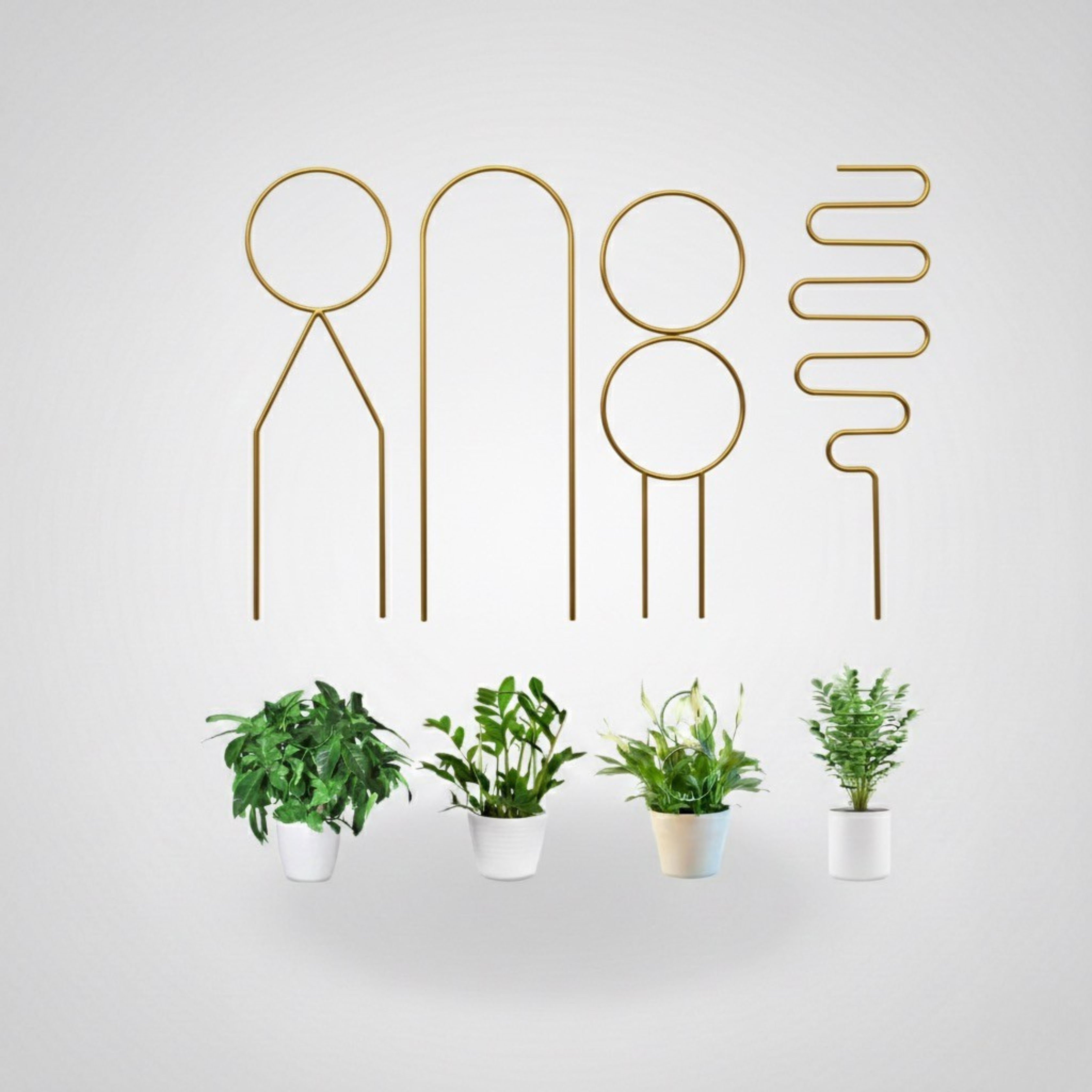 Pack of 4 Metal Plant Trellis for Indoor Climbing Plants | Decorative Rustproof Green Support