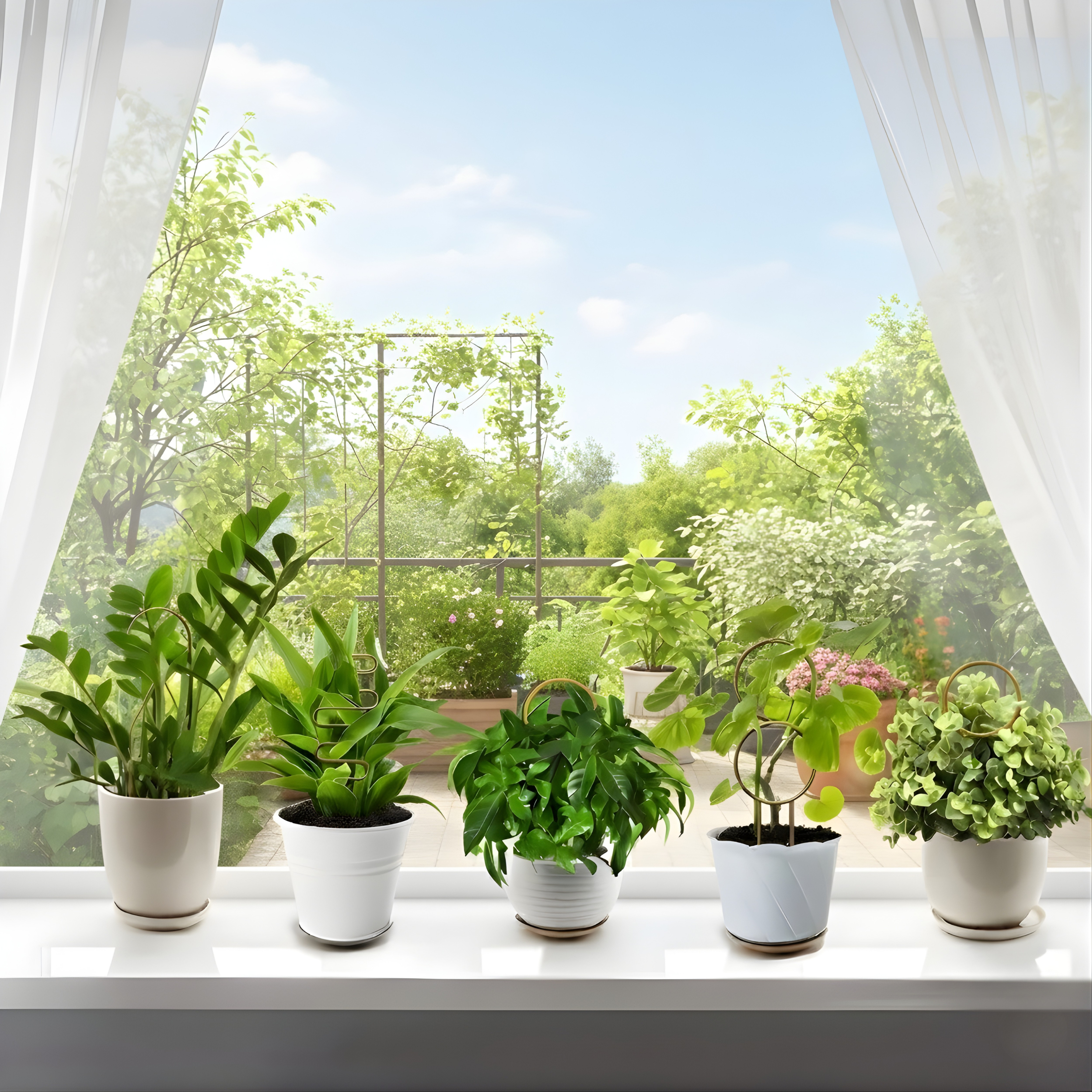 Pack of 4 Metal Plant Trellis for Indoor Climbing Plants | Decorative Rustproof Green Support