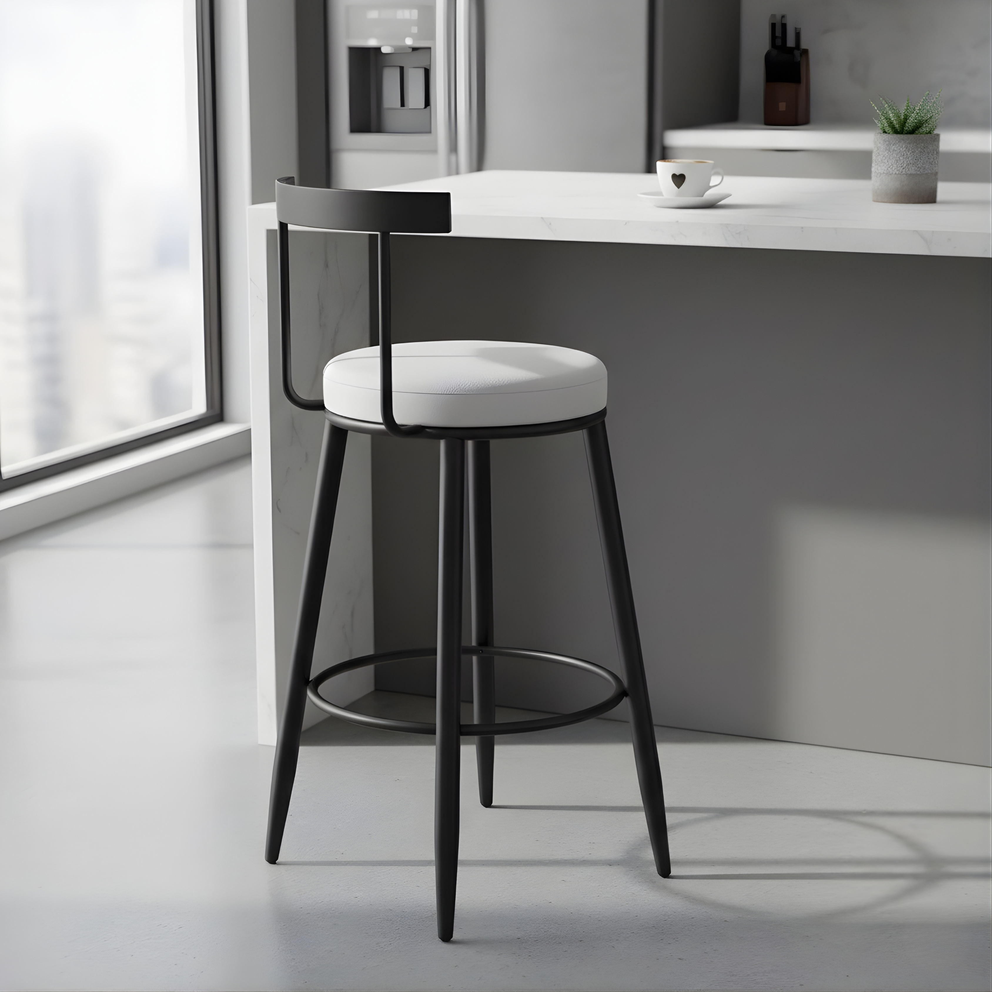 Velvet Counter Stool with Backrest with Black & Gold Legs | Kitchen & Bar Seating