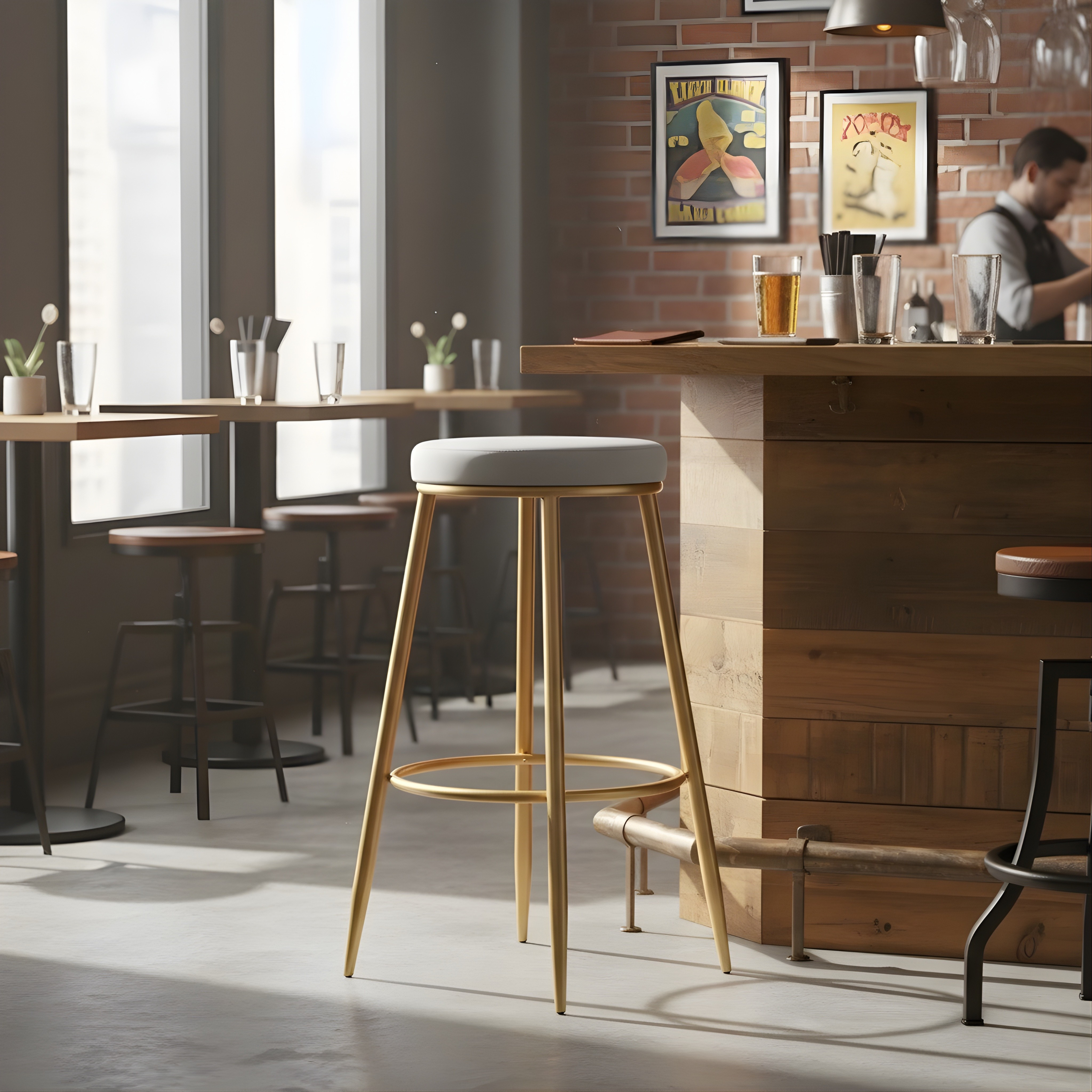 Velvet Counter Height Bar Stool | Modern Upholstered Kitchen & Cafe Seating