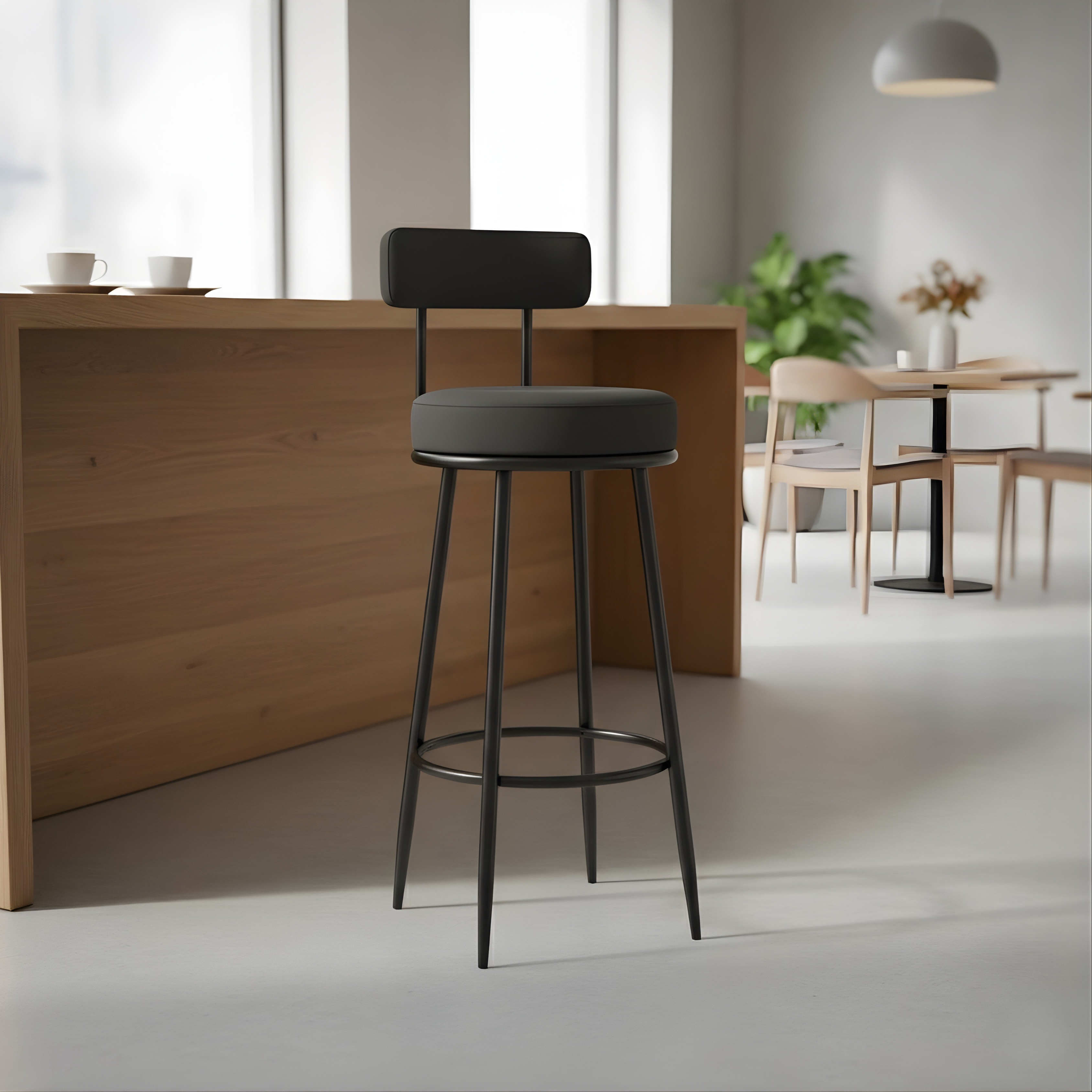 Velvet Counter Stool with Padded Backrest with Black & Gold Legs | Kitchen & Bar Seating