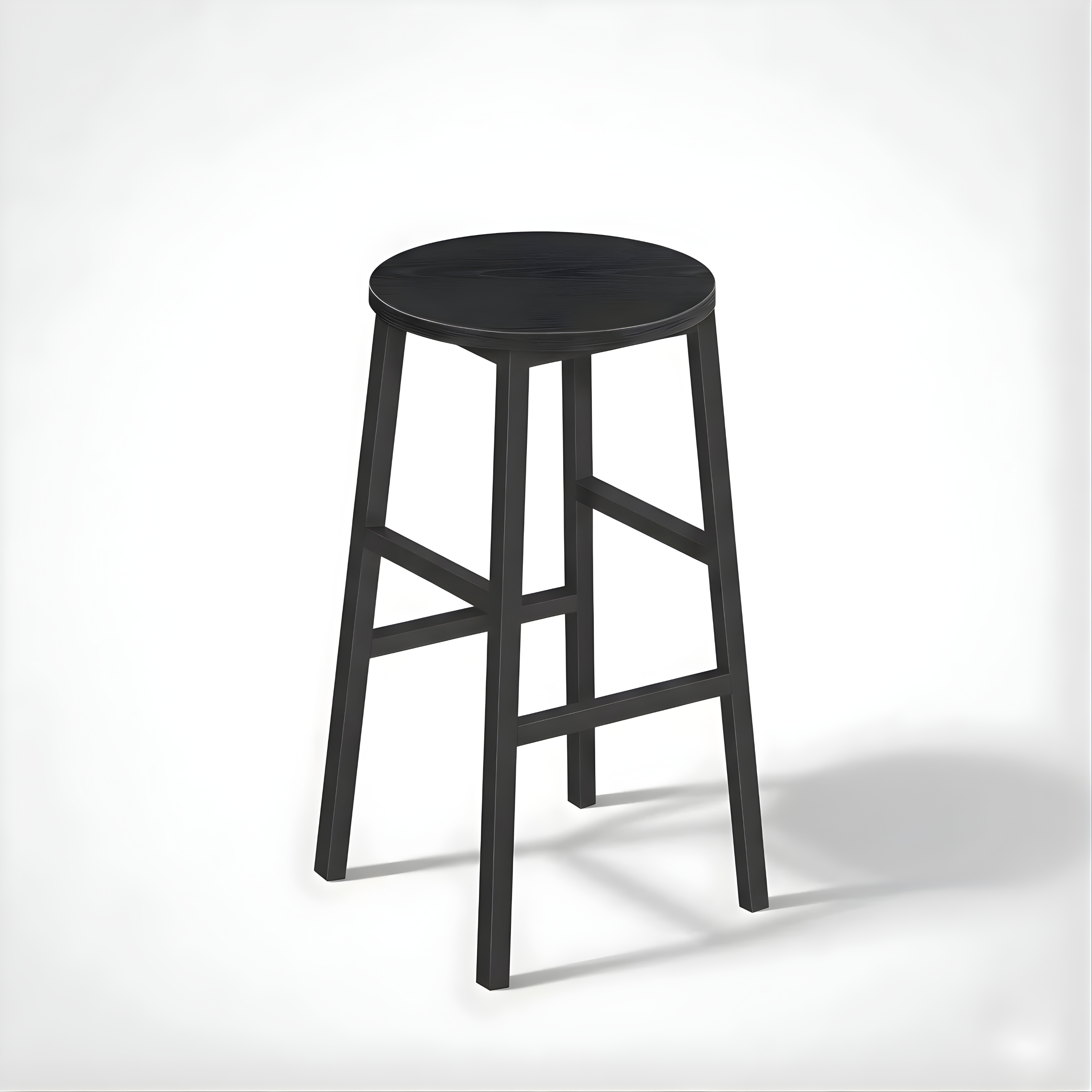 Wooden Top Tall Bar Stool with Metal Frame & Footrest | Kitchen Counter Seating