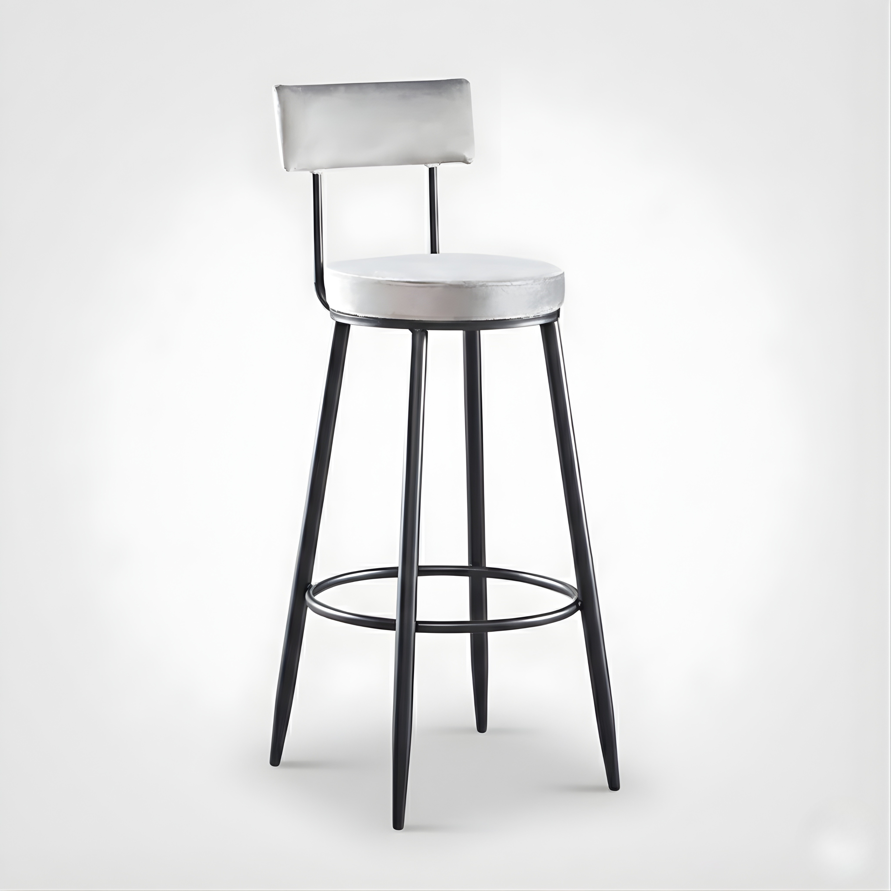 Velvet Counter Height Bar Stool with Backrest & Black Legs | Modern Kitchen Island Chair