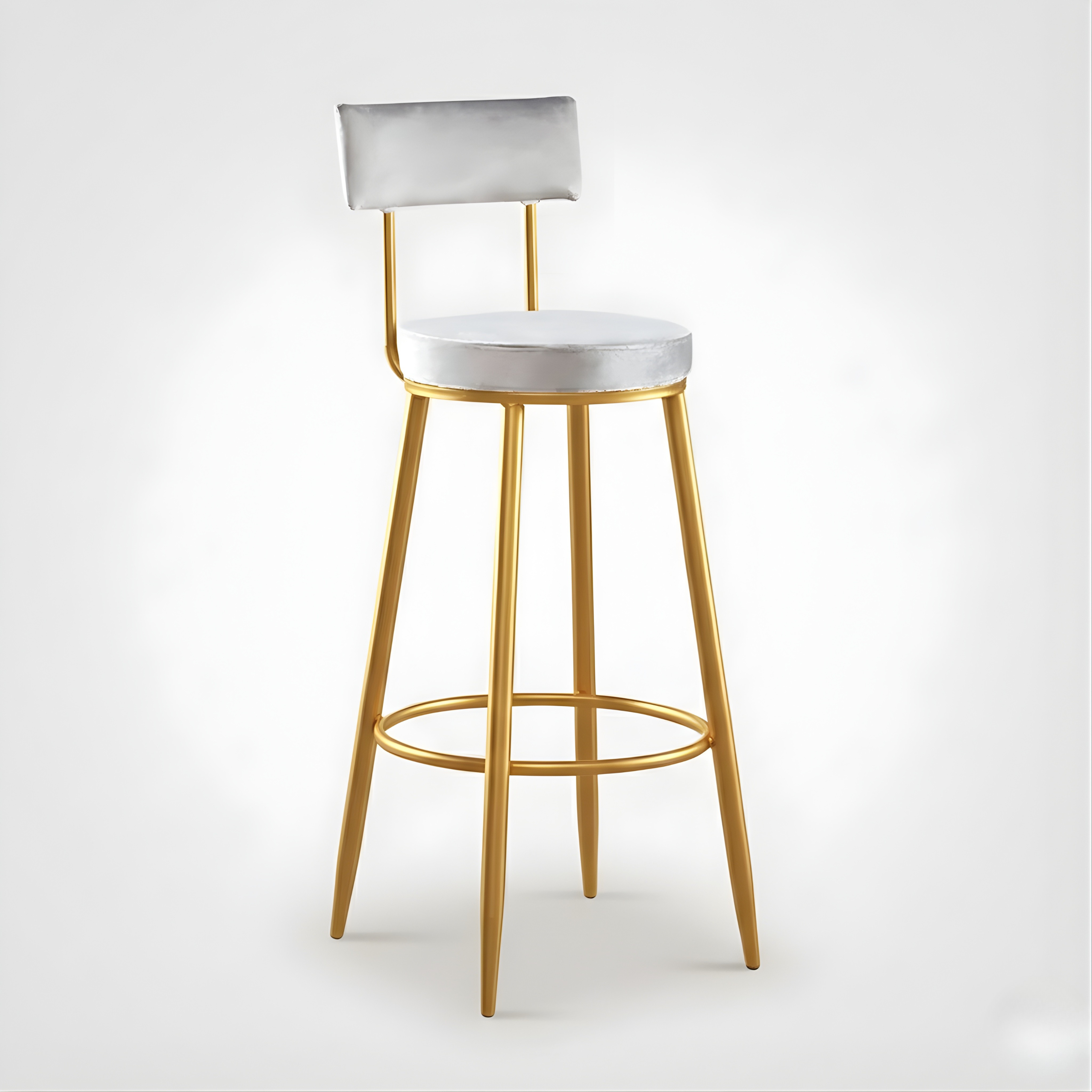 Velvet Counter Height Bar Stool with Backrest & Black Legs | Modern Kitchen Island Chair