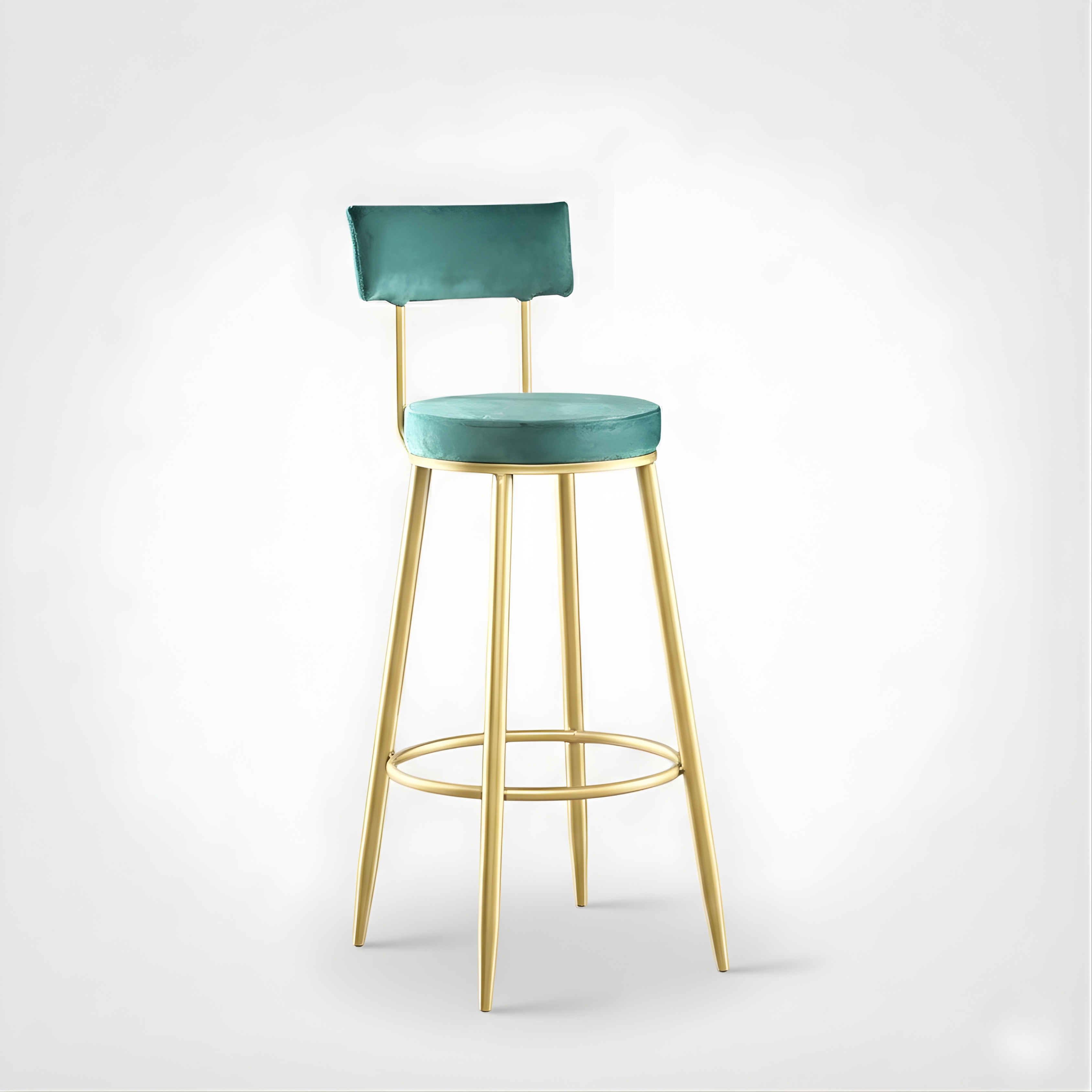 Velvet Counter Height Bar Stool with Backrest & Black Legs | Modern Kitchen Island Chair