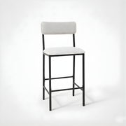 Luxury Velvet Bar Stool with Backrest & Metal Footrest | Counter Height Kitchen Island Chair