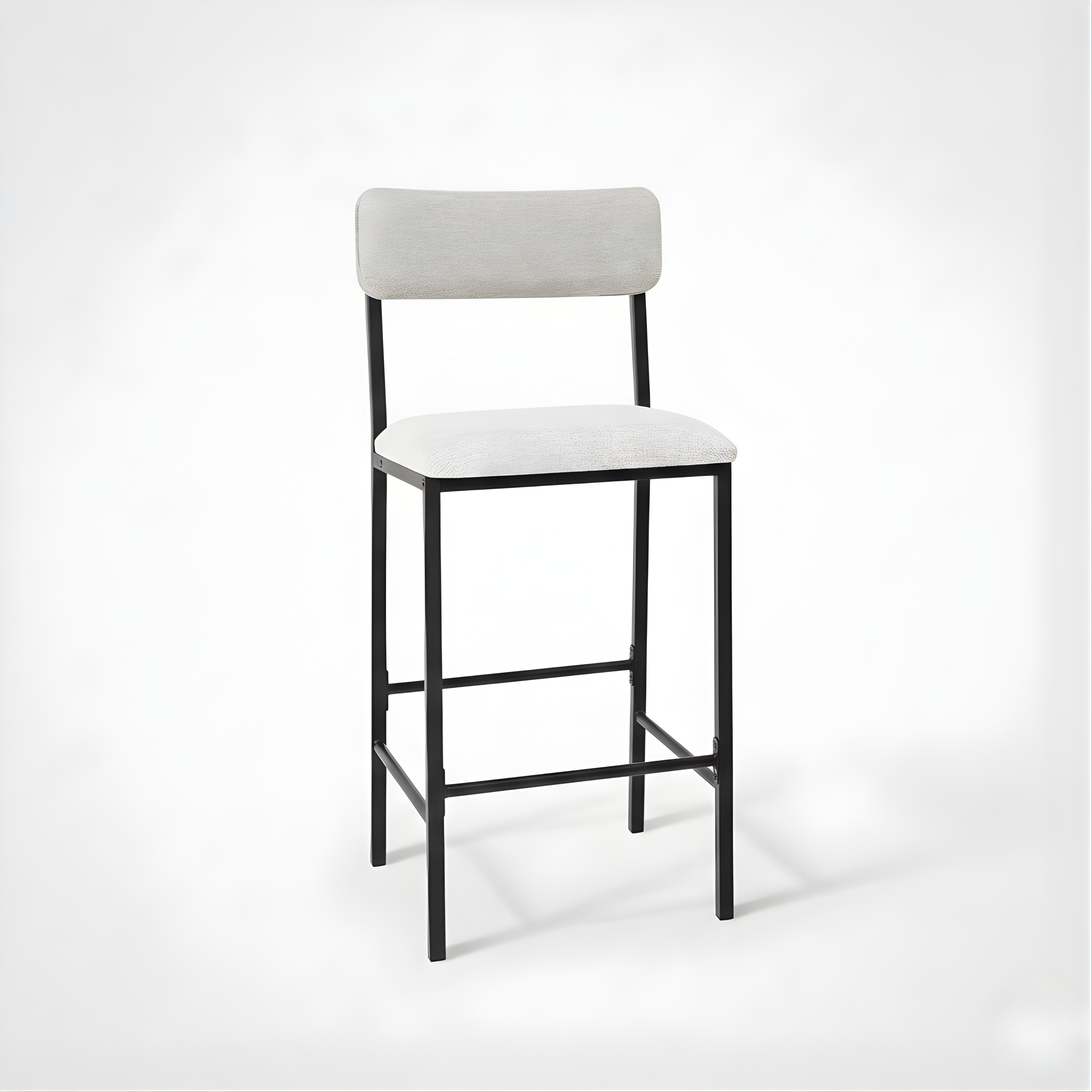 Luxury Velvet Bar Stool with Backrest & Metal Footrest | Counter Height Kitchen Island Chair