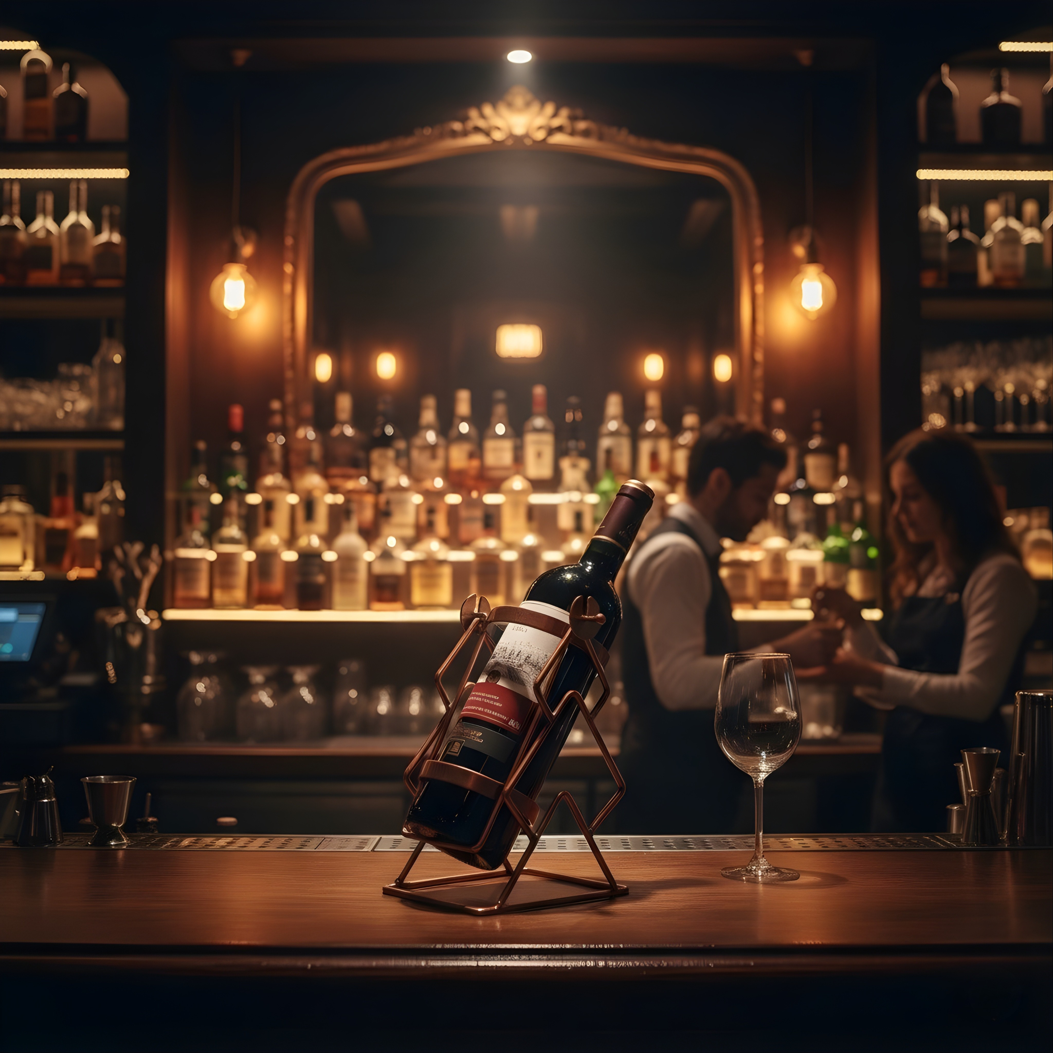 Swing Metal Wine Bottle Holder | Modern Bottle Countertop Wine Rack