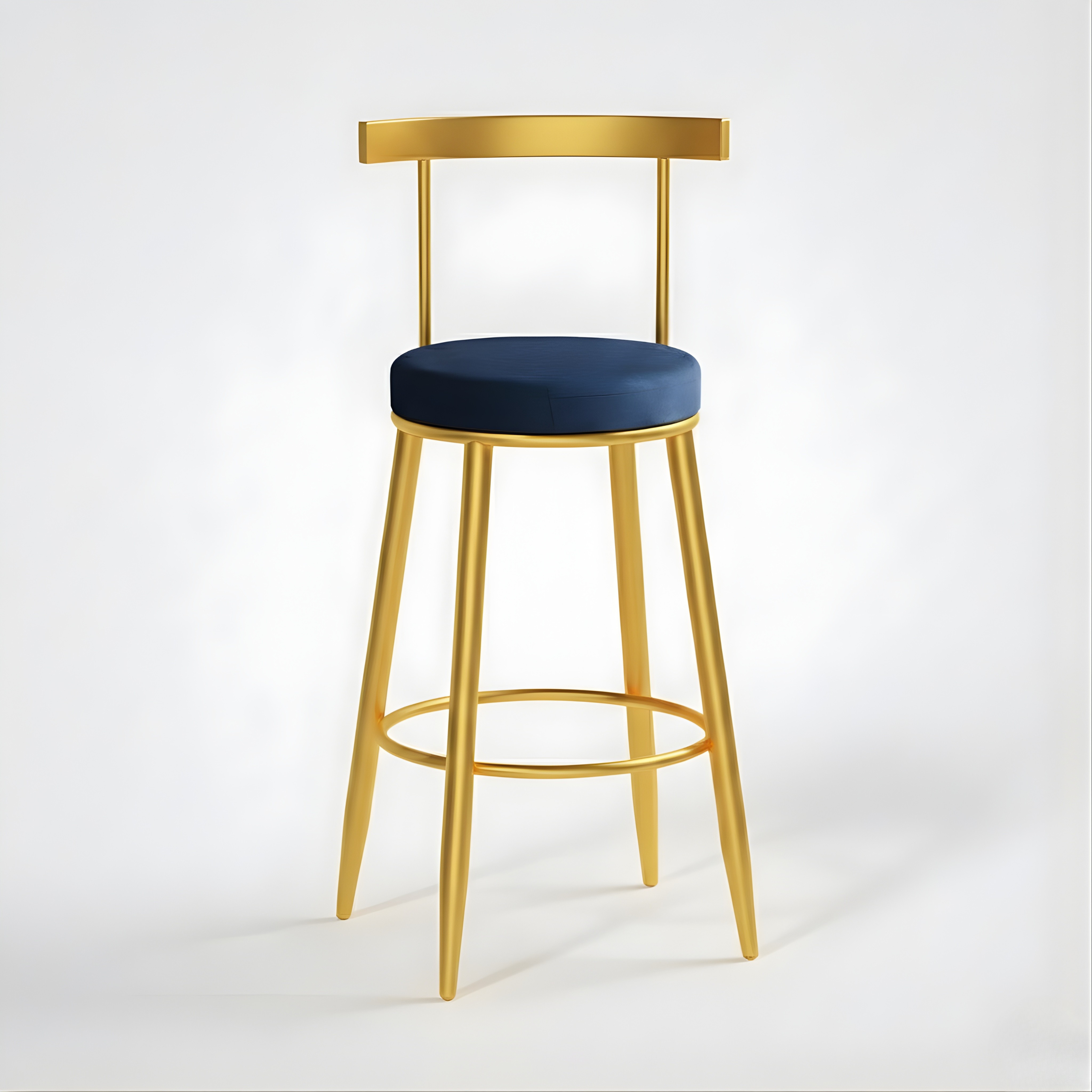 Velvet Counter Stool with Backrest with Black & Gold Legs | Kitchen & Bar Seating