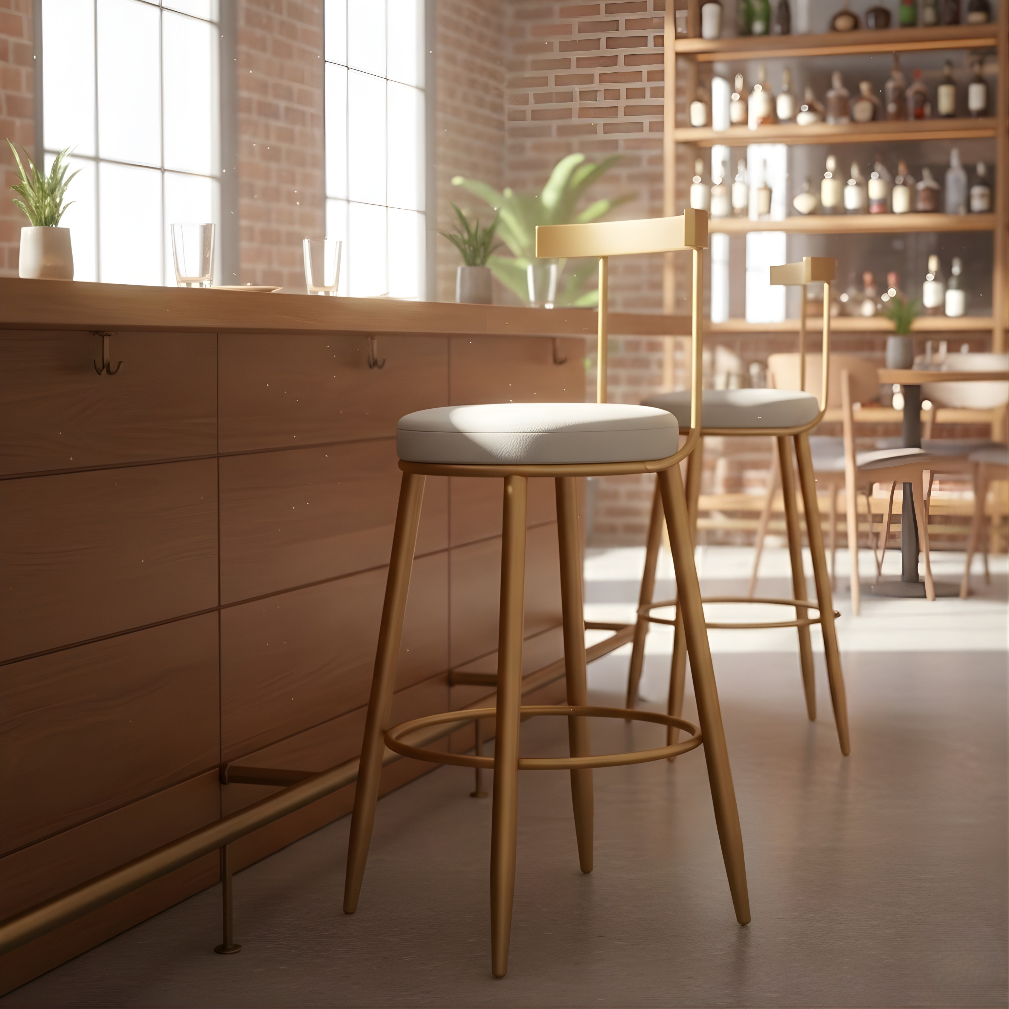 Velvet Counter Stool with Backrest with Black & Gold Legs | Kitchen & Bar Seating