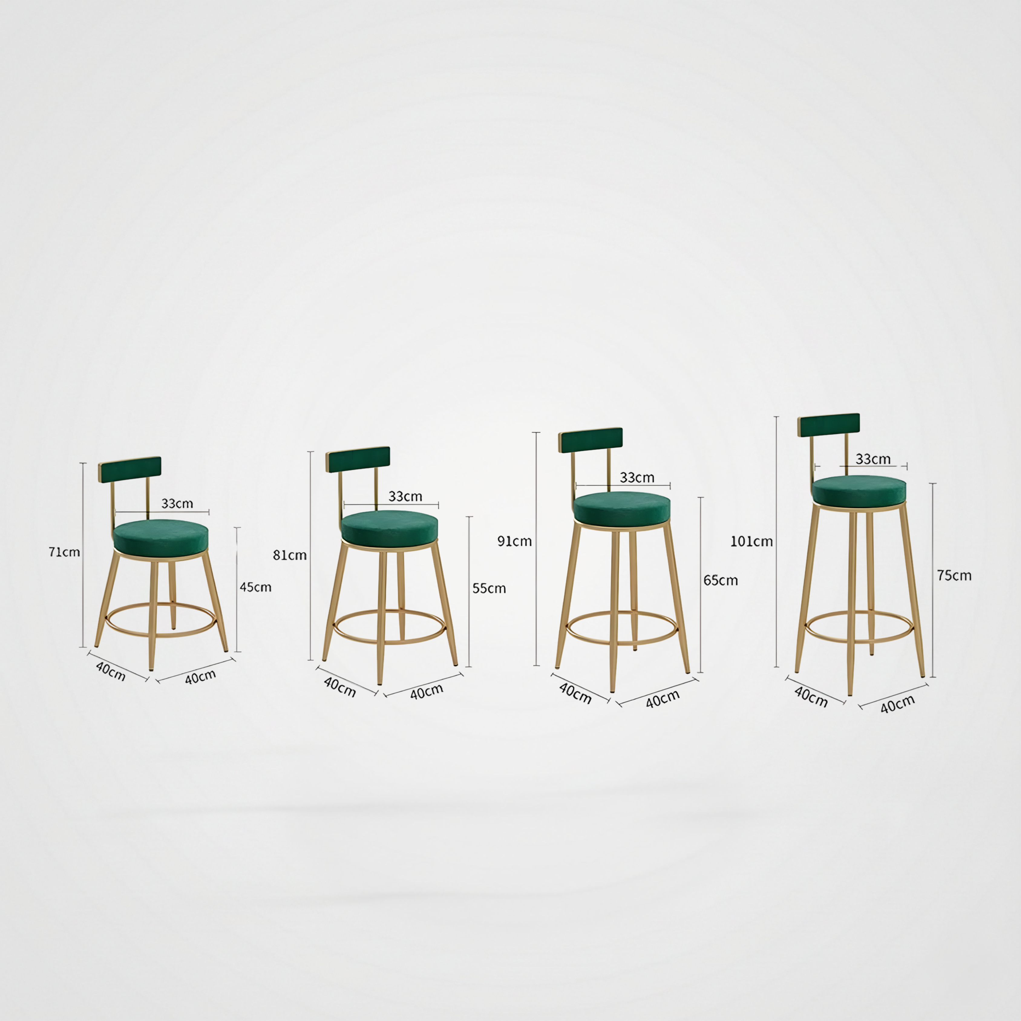 Velvet Counter Stool with Padded Backrest with Black & Gold Legs | Kitchen & Bar Seating