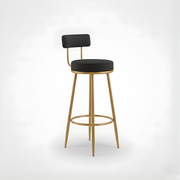 Velvet Counter Stool with Padded Backrest with Black & Gold Legs | Kitchen & Bar Seating