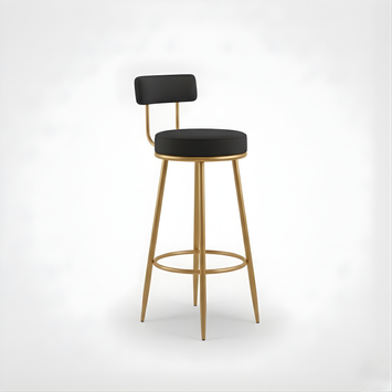 Velvet Counter Stool with Padded Backrest with Black & Gold Legs | Kitchen & Bar Seating