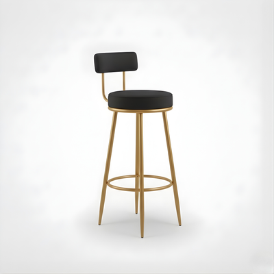Velvet Counter Stool with Padded Backrest with Black & Gold Legs | Kitchen & Bar Seating
