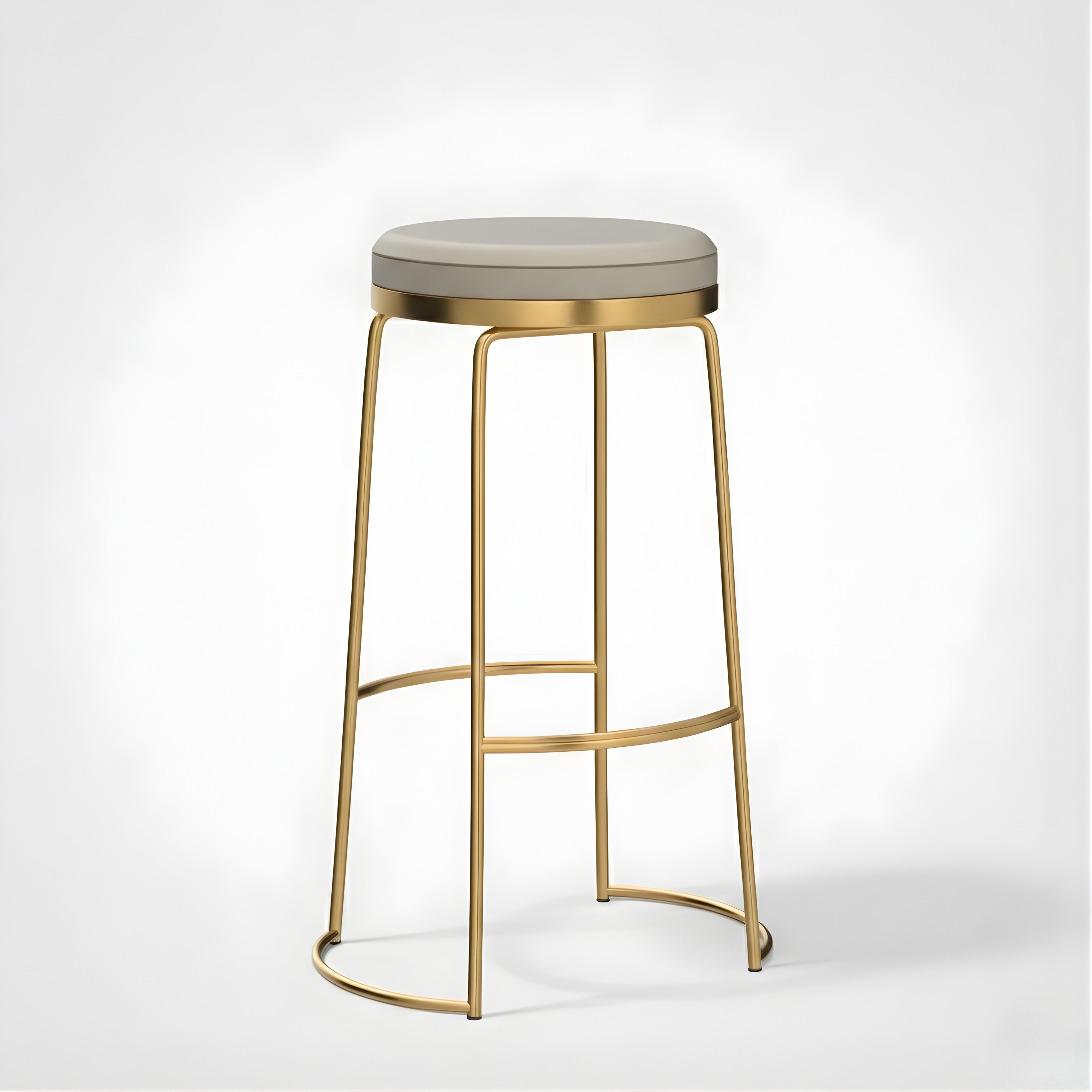 Luxury Faux Leather Counter Height Bar Stool with Footrest | Modern Bar Chair with Gold & Black Legs