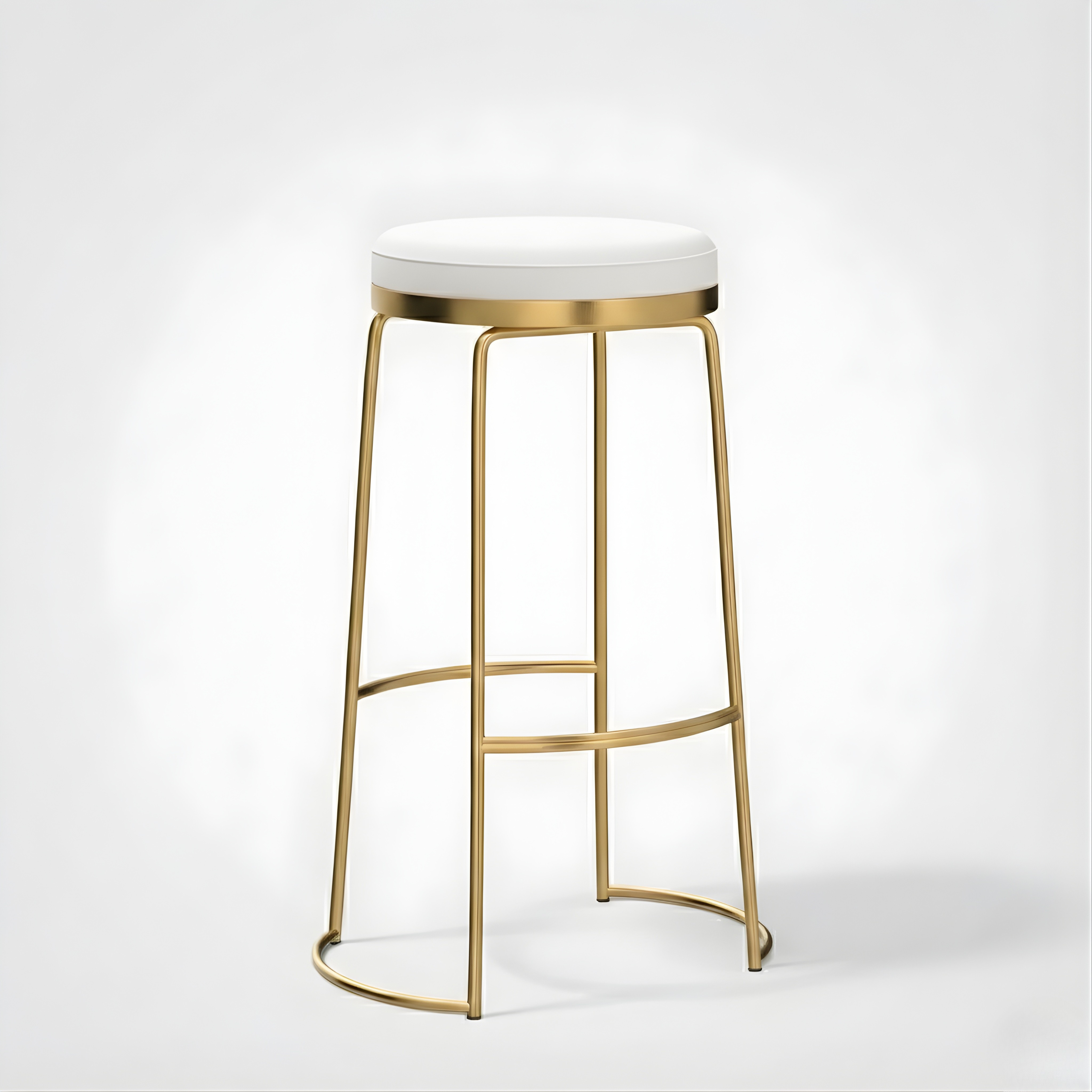 Luxury Faux Leather Counter Height Bar Stool with Footrest | Modern Bar Chair with Gold & Black Legs