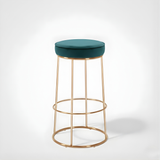 Black Velvet Counter Height Bar Stool with Footrest | Rustic Gold Legs