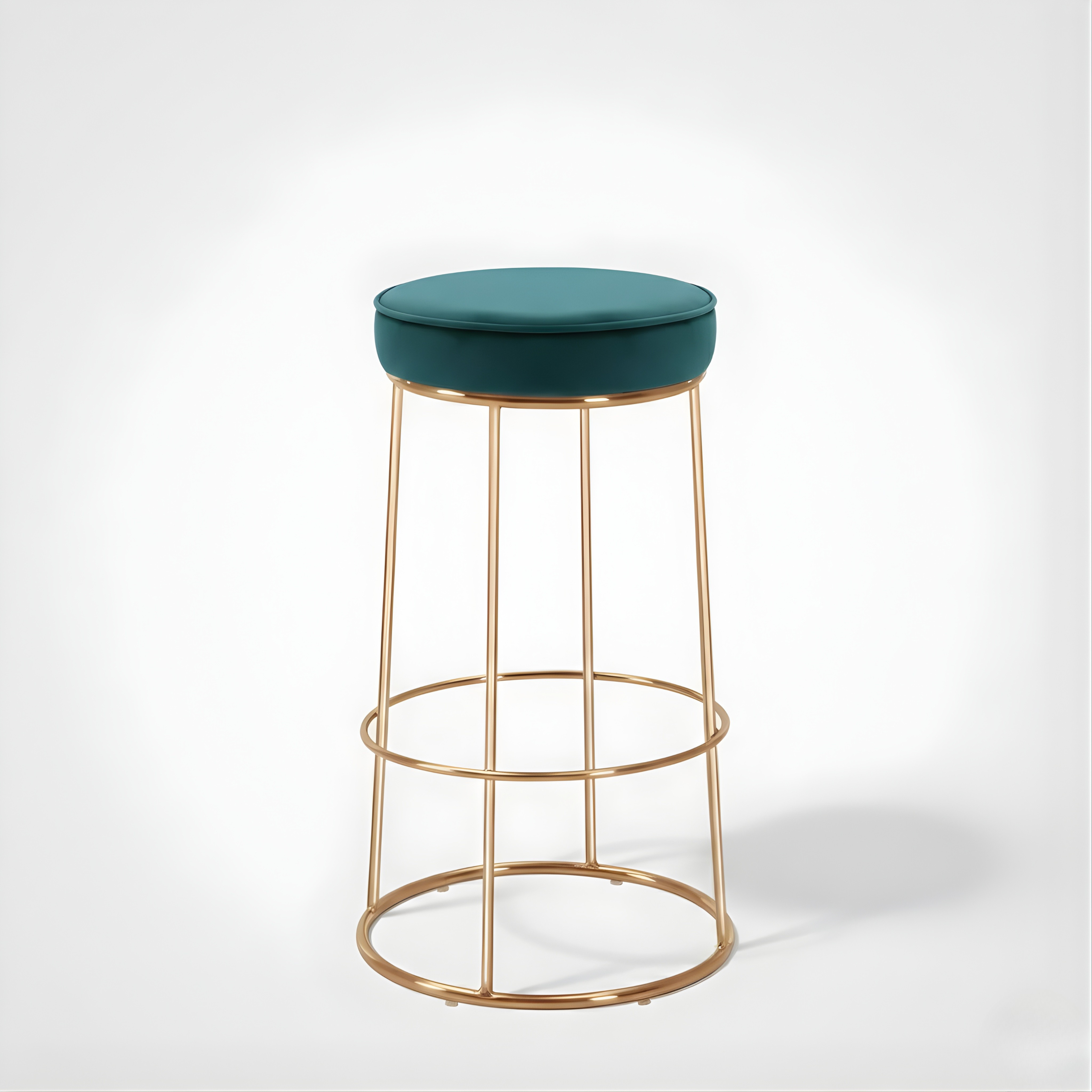 Black Velvet Counter Height Bar Stool with Footrest | Rustic Gold Legs