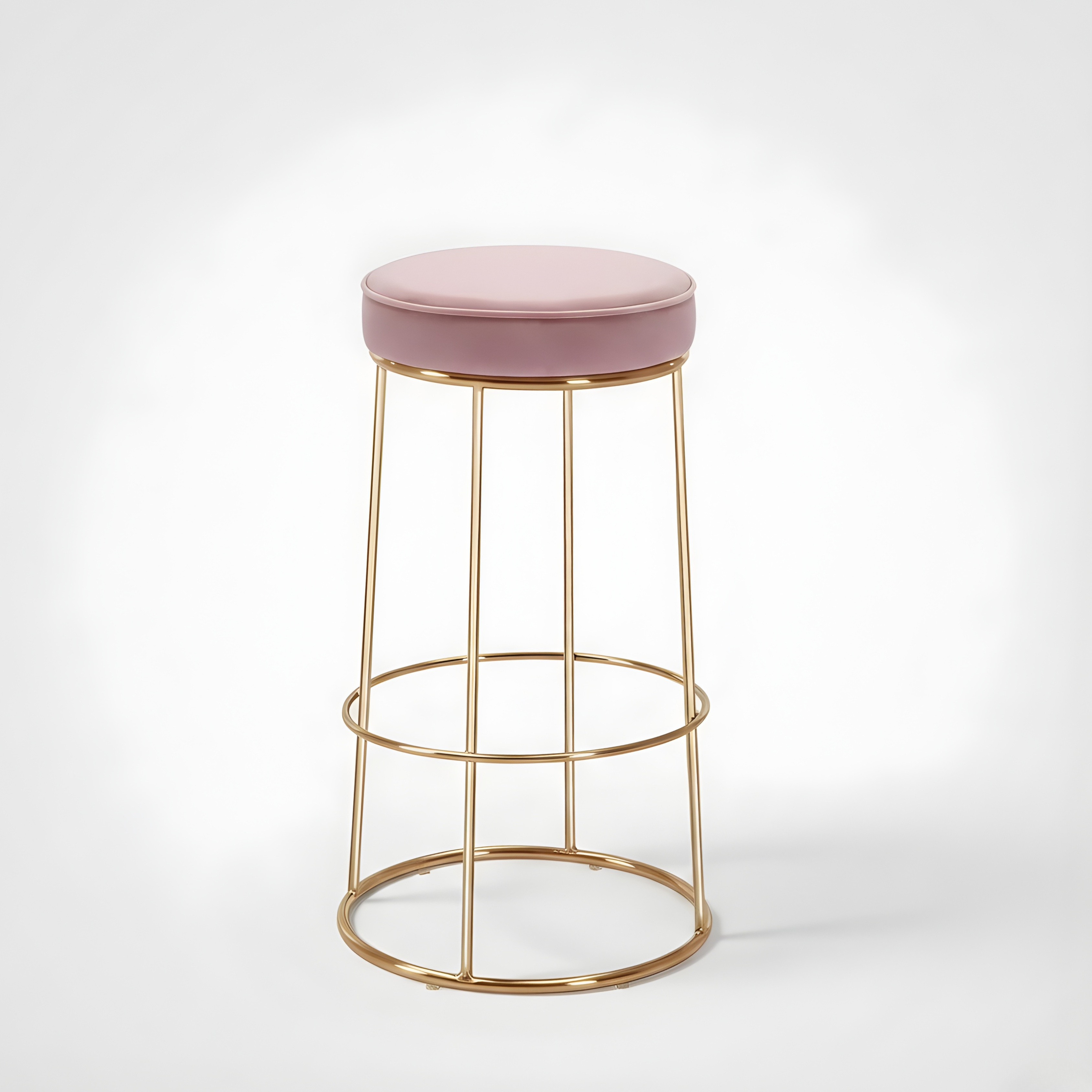 Black Velvet Counter Height Bar Stool with Footrest | Rustic Gold Legs