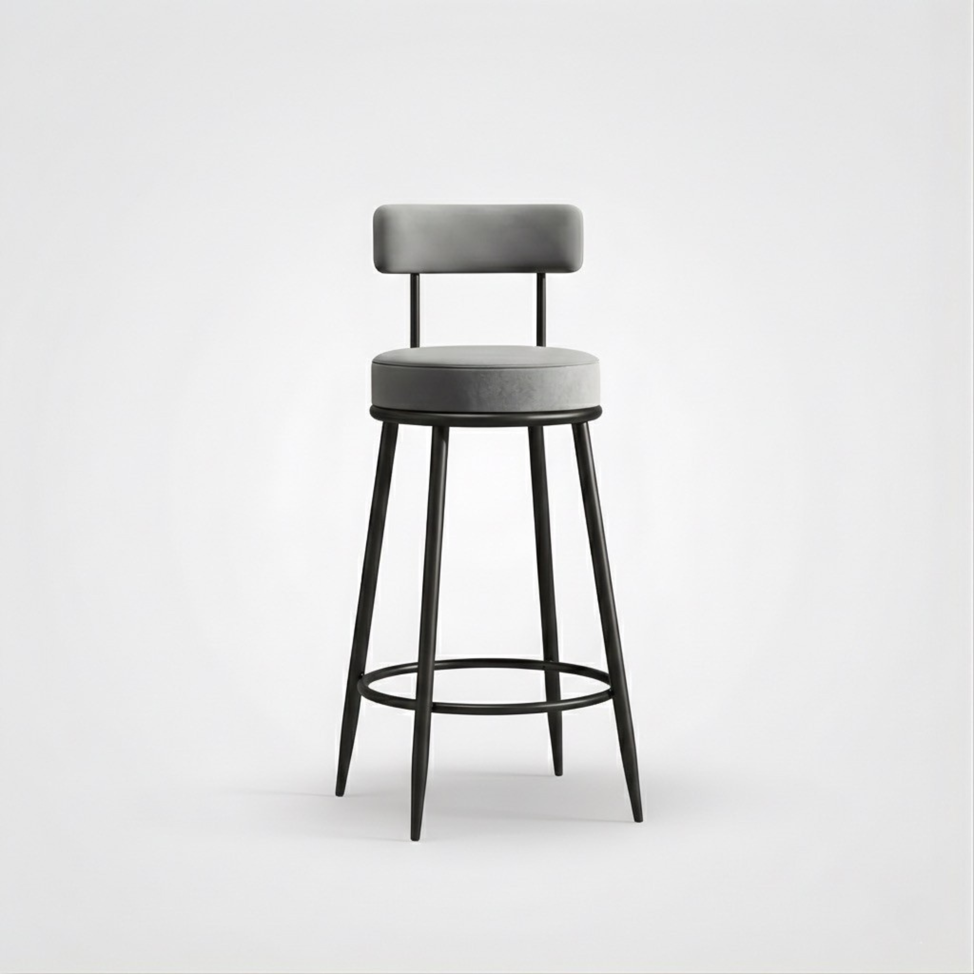 Velvet Counter Stool with Padded Backrest with Black & Gold Legs | Kitchen & Bar Seating