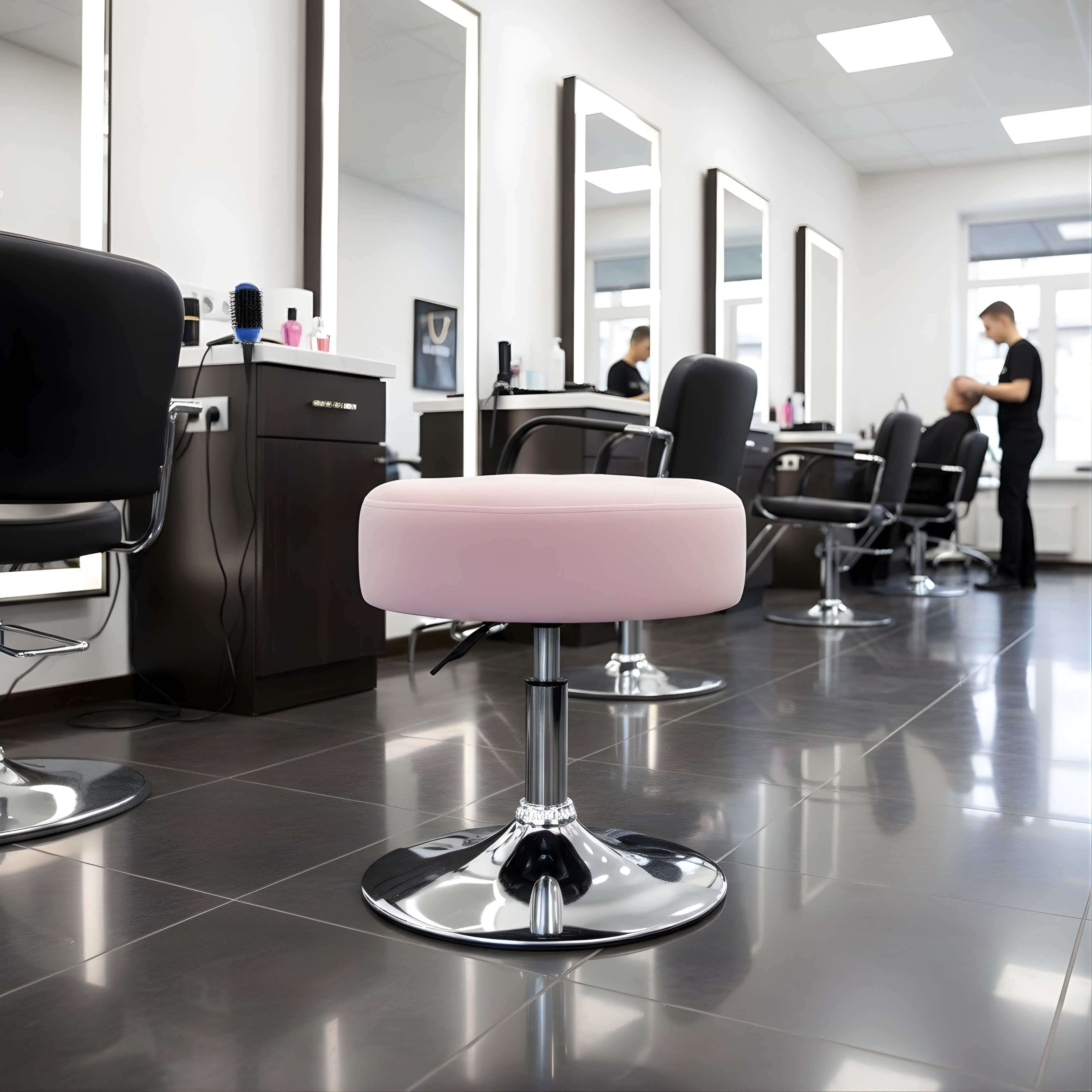 Nutech Impex Tufted Velvet Vanity Stool with 360° Swivel & Height Adjustment