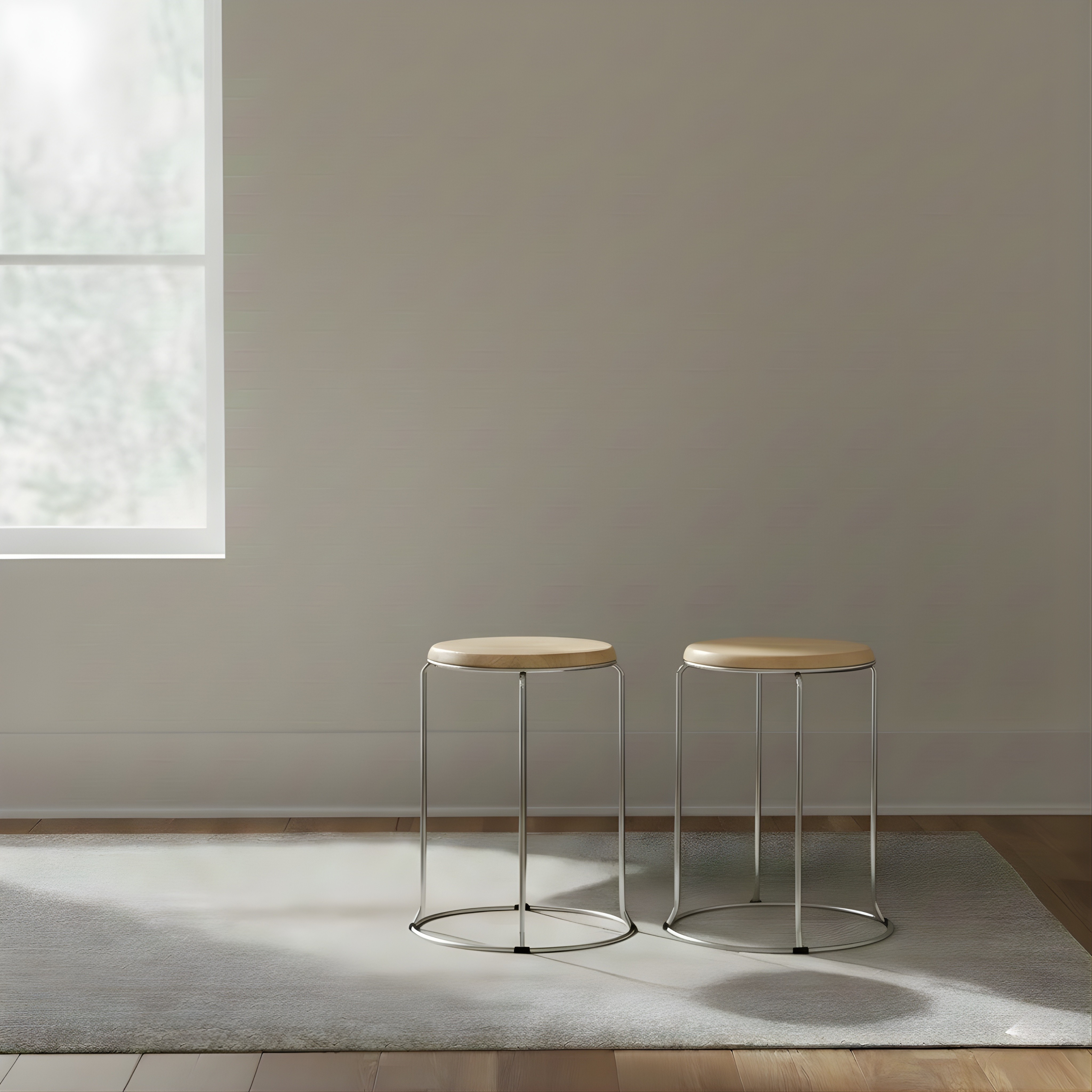 Nutech Impex Modern Wooden Stool with Metal Frame | Minimal Multipurpose Seating