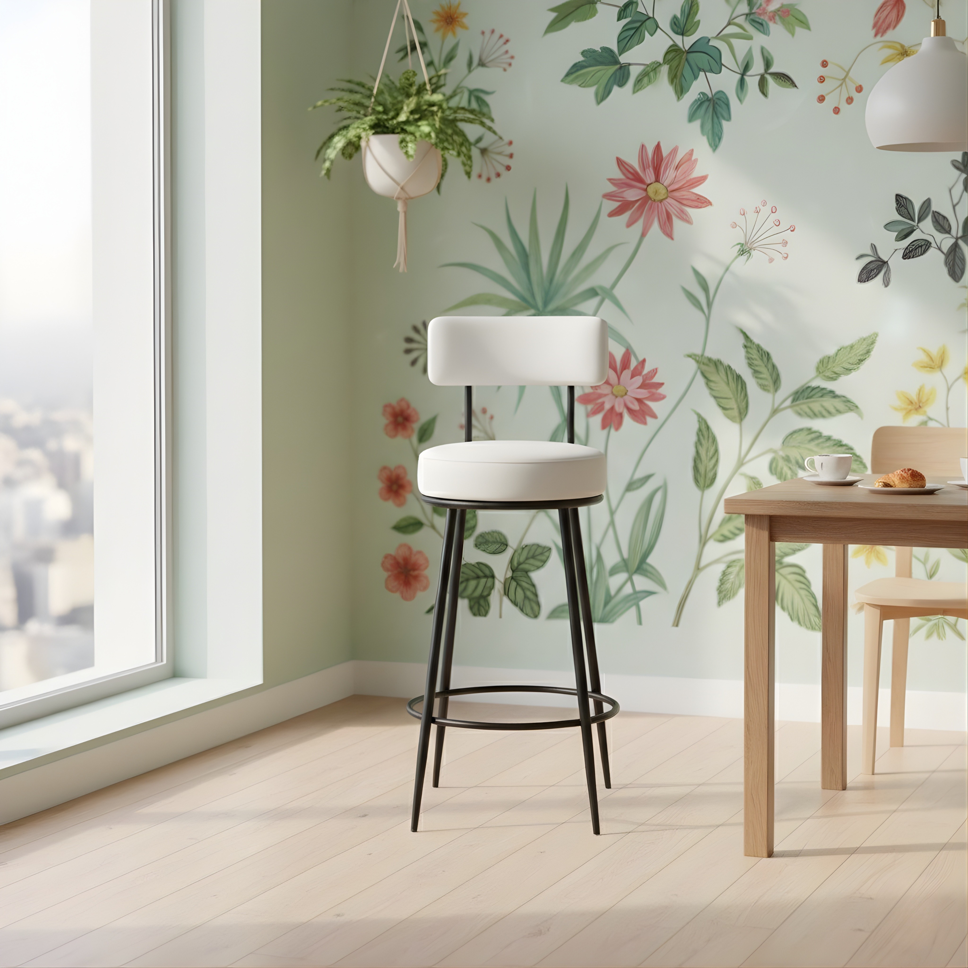 Velvet Counter Stool with Padded Backrest with Black & Gold Legs | Kitchen & Bar Seating
