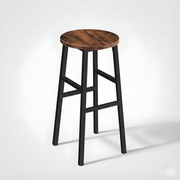 Wooden Top Tall Bar Stool with Metal Frame & Footrest | Kitchen Counter Seating
