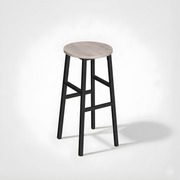 Wooden Top Tall Bar Stool with Metal Frame & Footrest | Kitchen Counter Seating