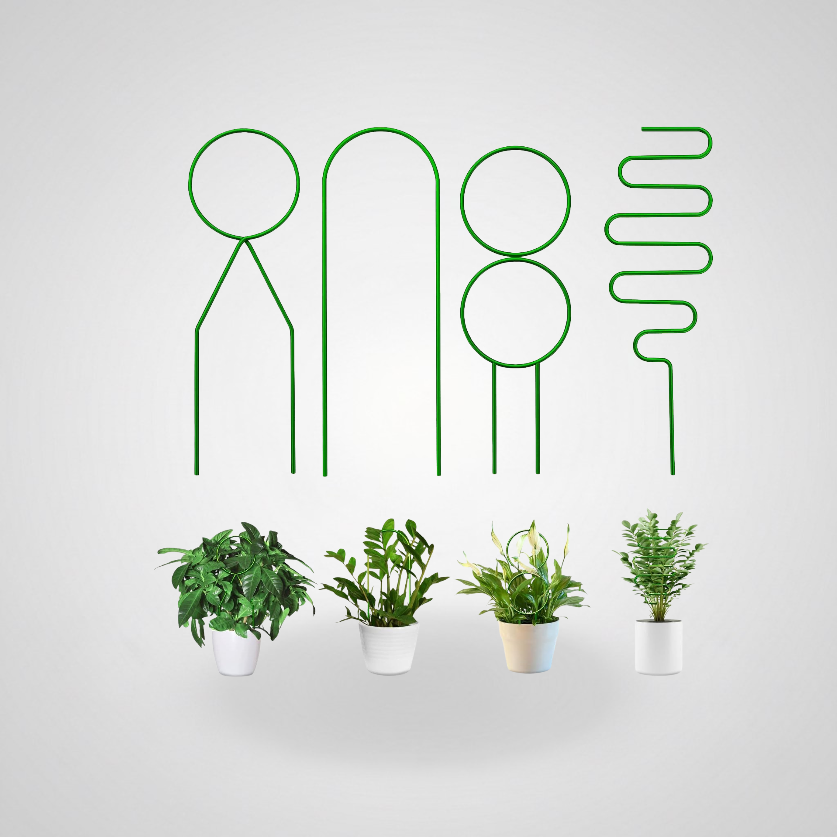 Pack of 4 Metal Plant Trellis for Indoor Climbing Plants | Decorative Rustproof Green Support