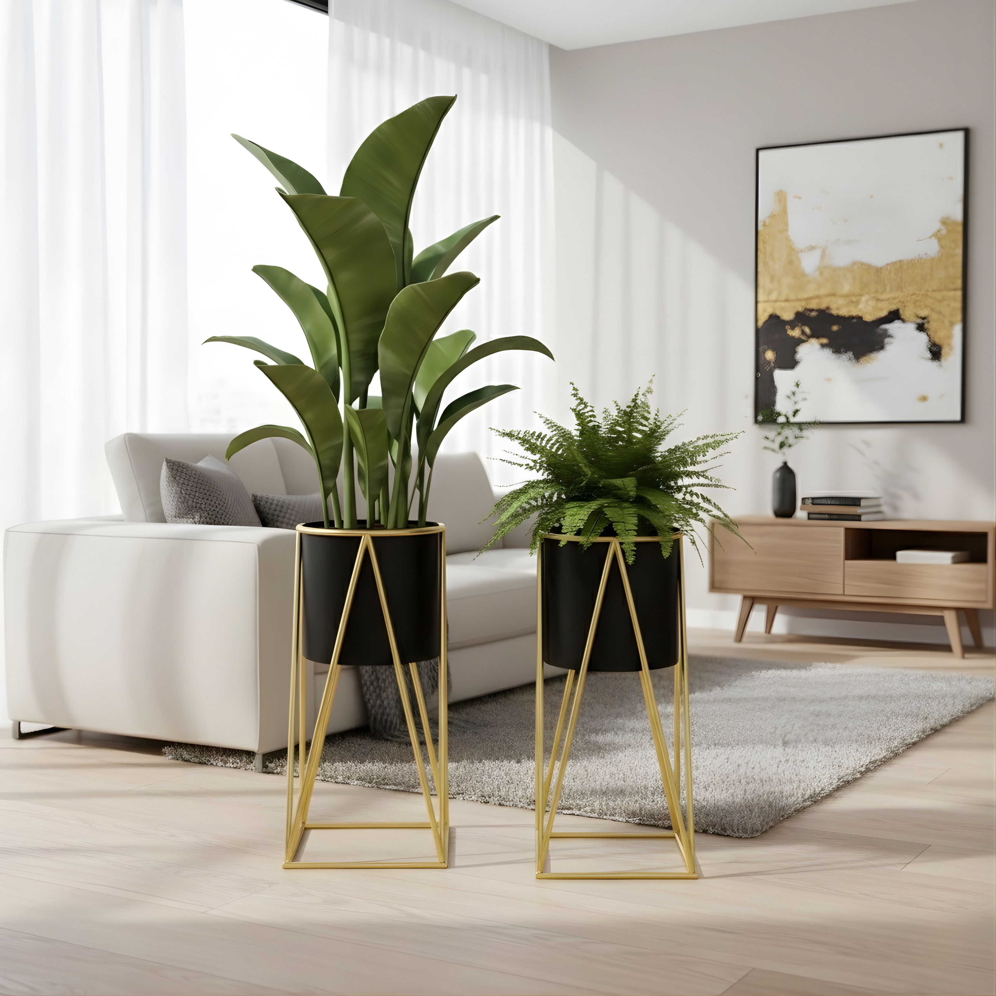 Iron Metal Plant Stand with Planter Pot | Indoor Flower Pot Stand