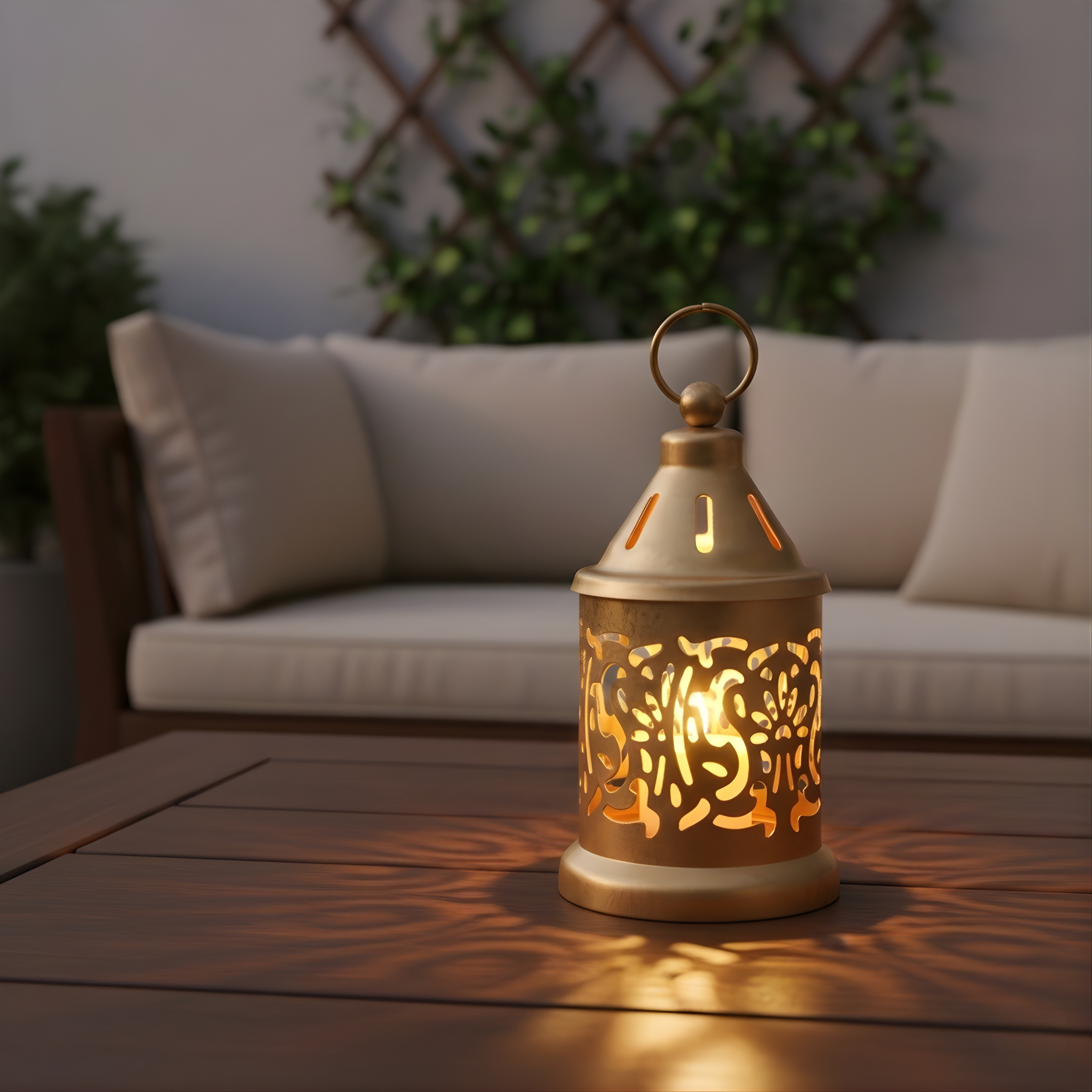 Hanging Metal Candle Lantern Set – Golden Decorative Tealight Holders with LED Candles for Home, Balcony & Garden