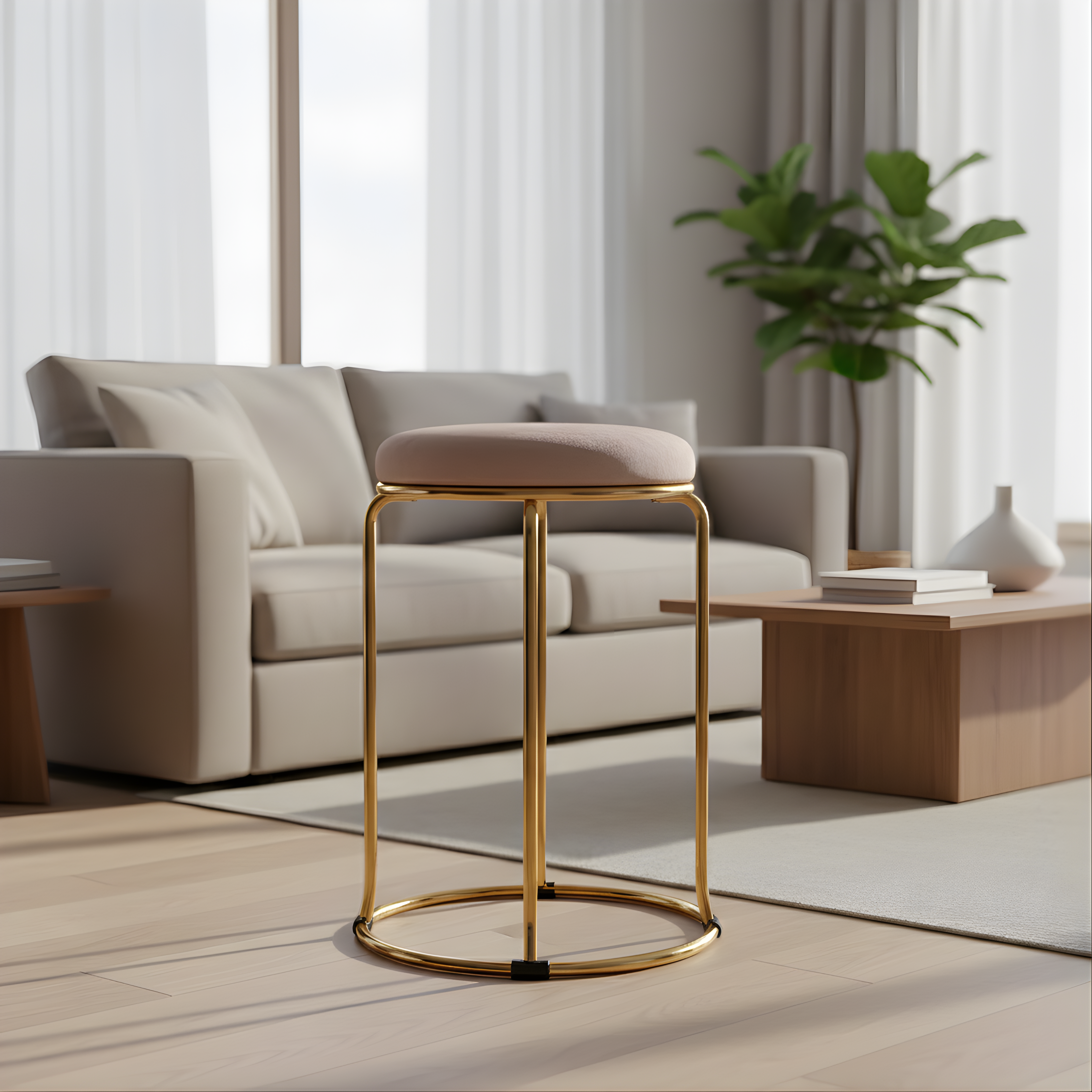 Velvet Stool with Multiple Colour Options | Perfect for Living Room & Bedroom