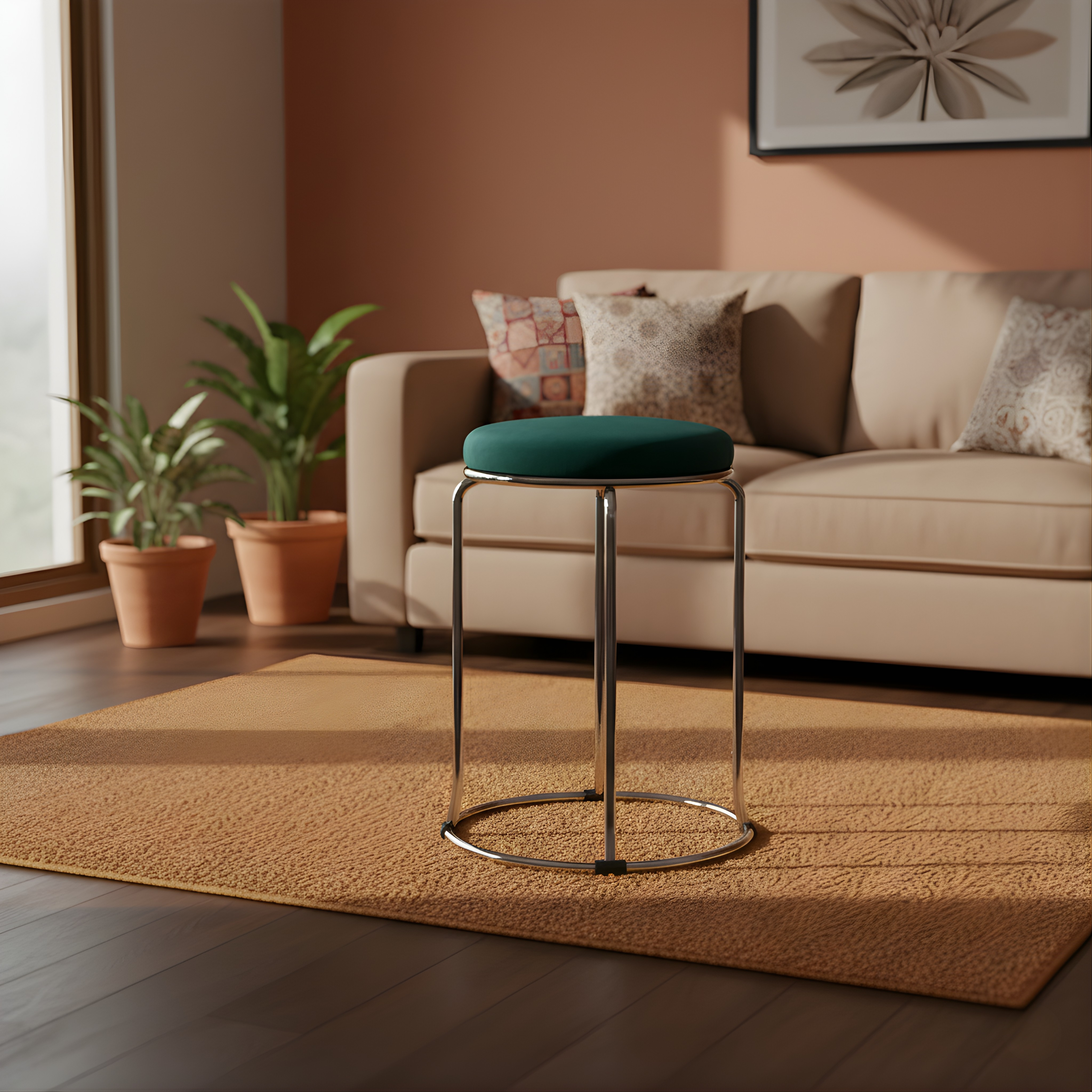 Velvet Stool with Multiple Colour Options | Perfect for Living Room & Bedroom