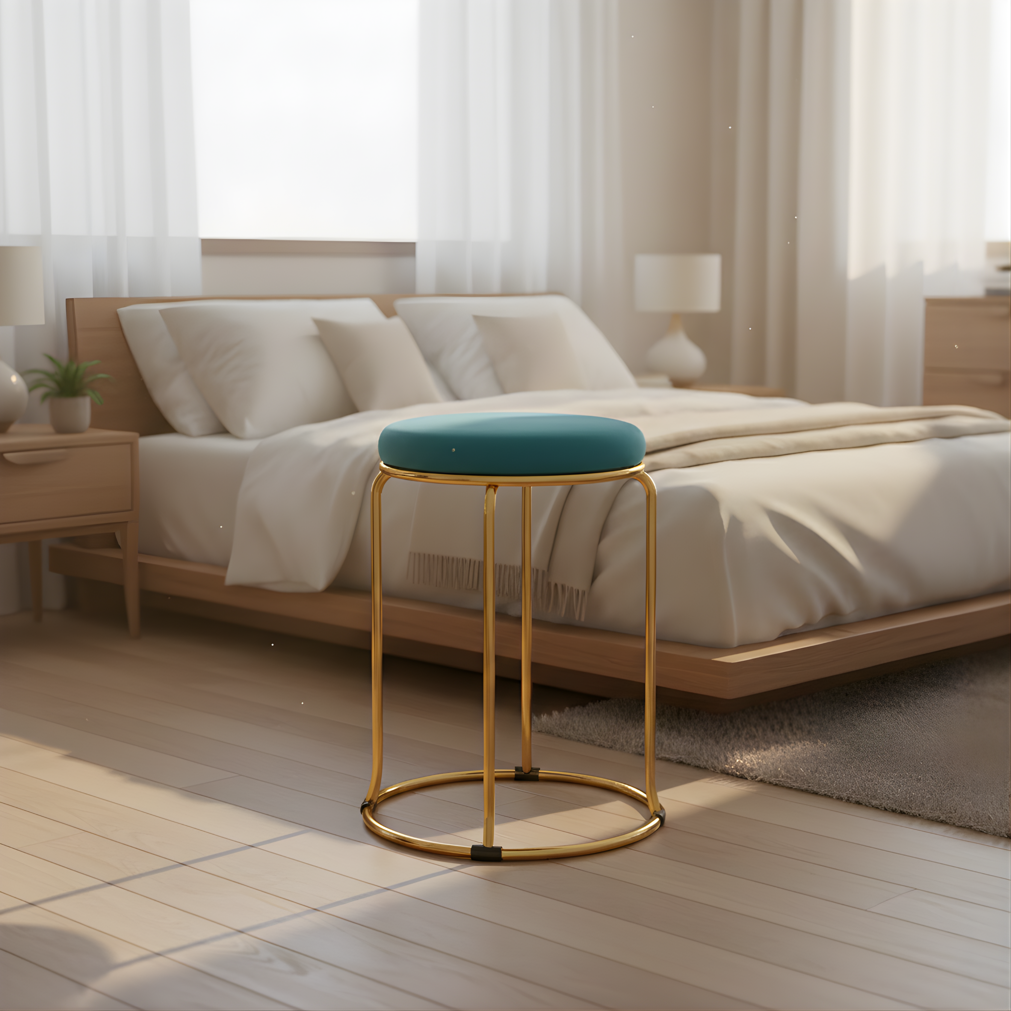 Velvet Stool with Multiple Colour Options | Perfect for Living Room & Bedroom