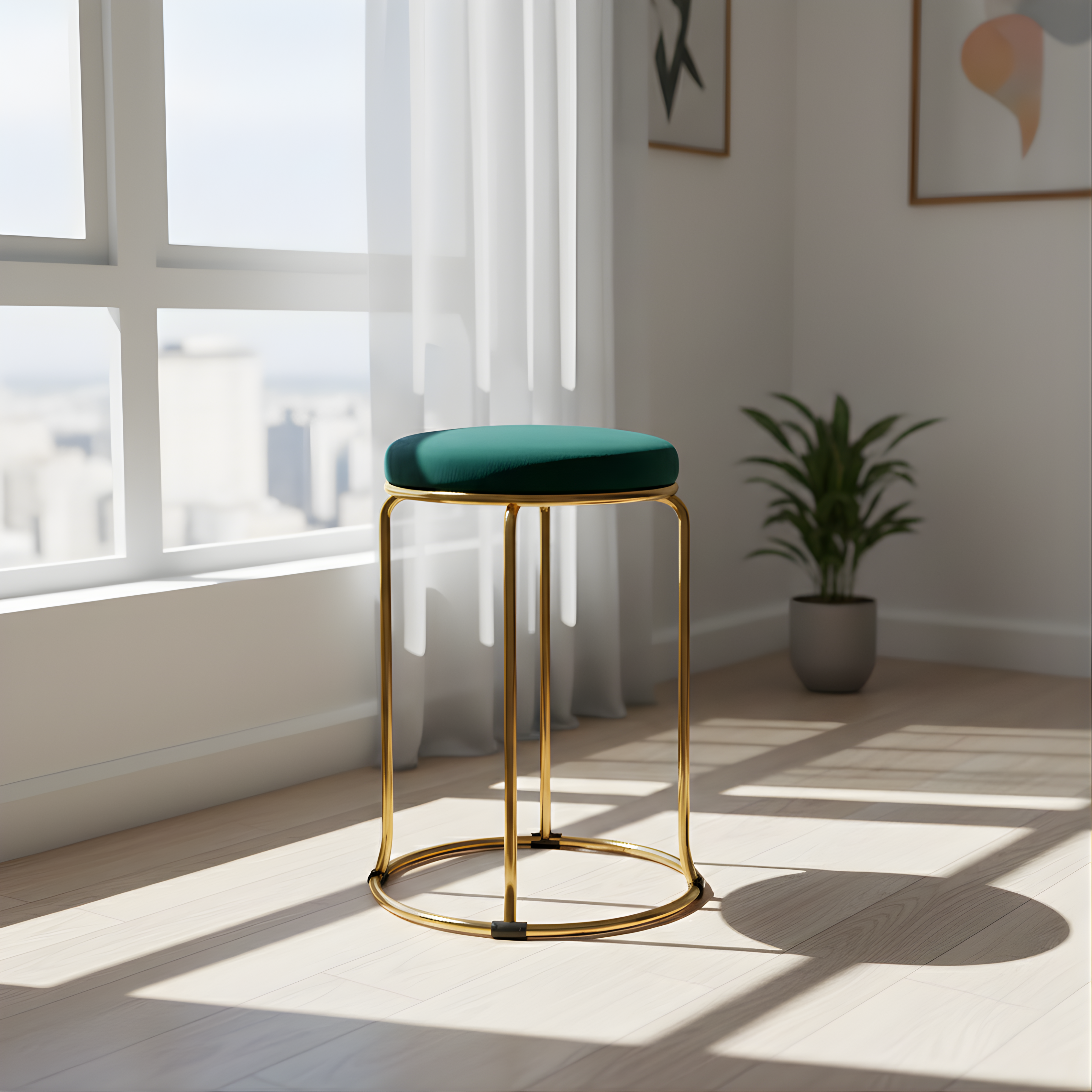 Velvet Stool with Multiple Colour Options | Perfect for Living Room & Bedroom