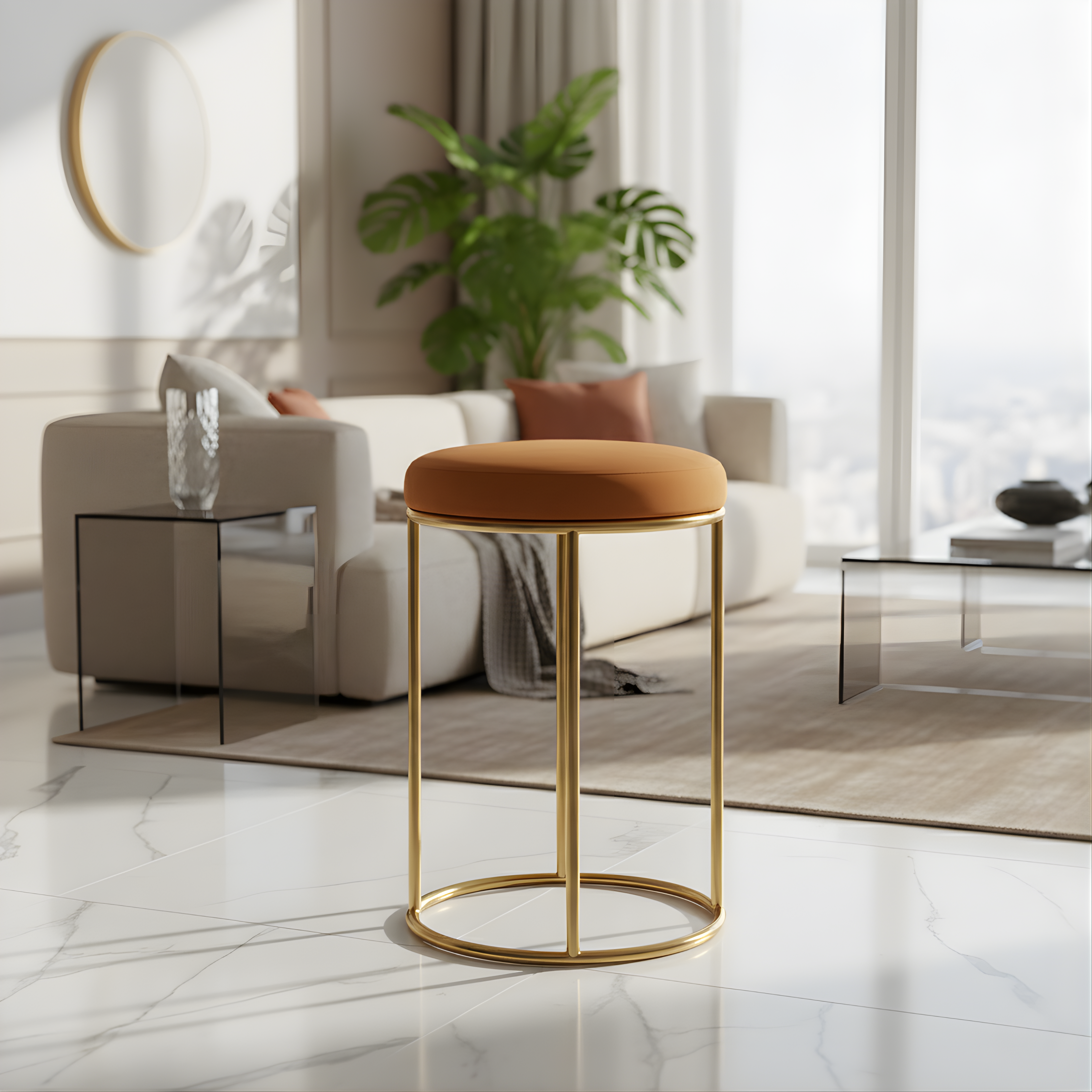 Velvet Stool with Multiple Colour Options | Perfect for Living Room & Bedroom