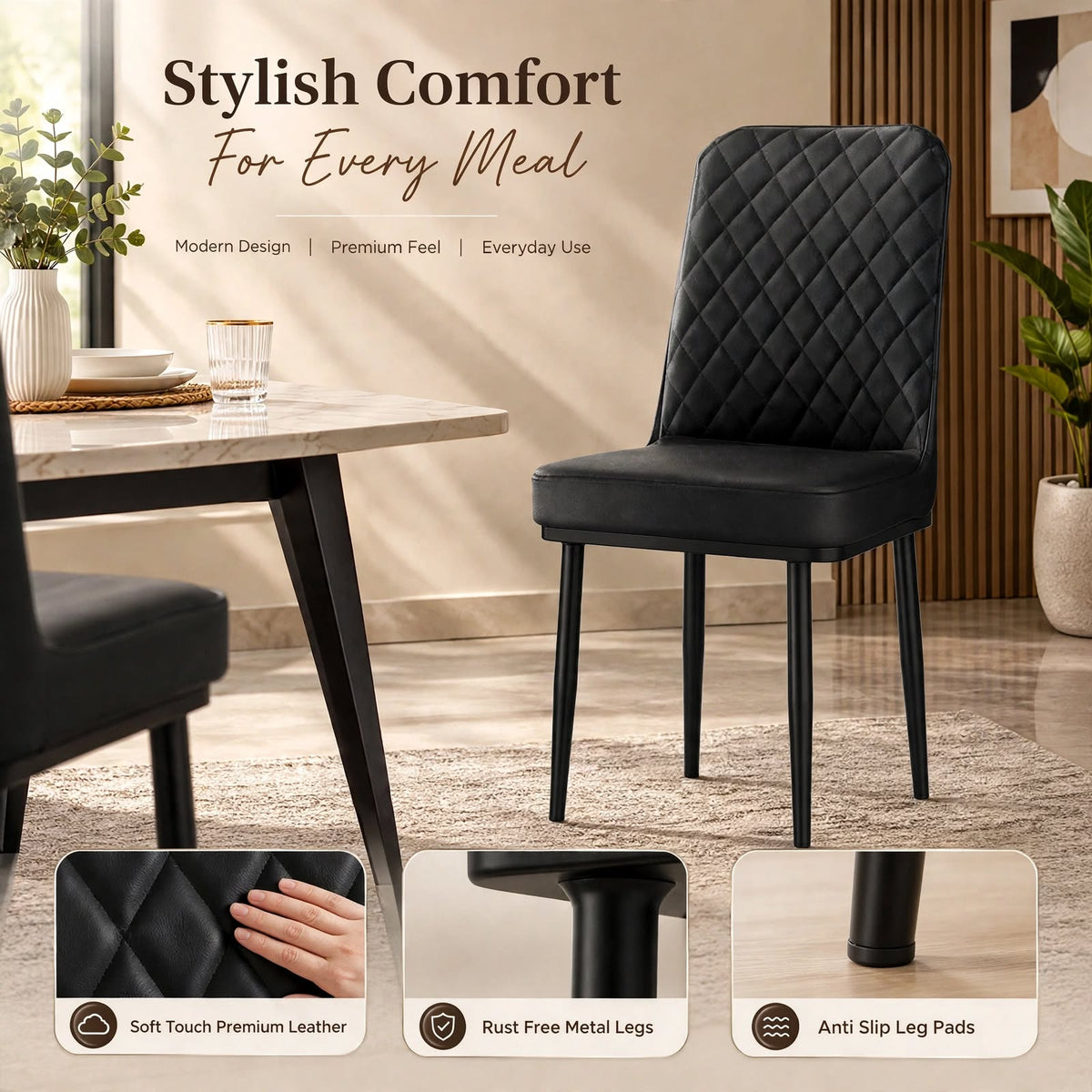 Nutech Impex Modern Quilted Dining Chair | Elegant Multipurpose Seating for Home & Dining