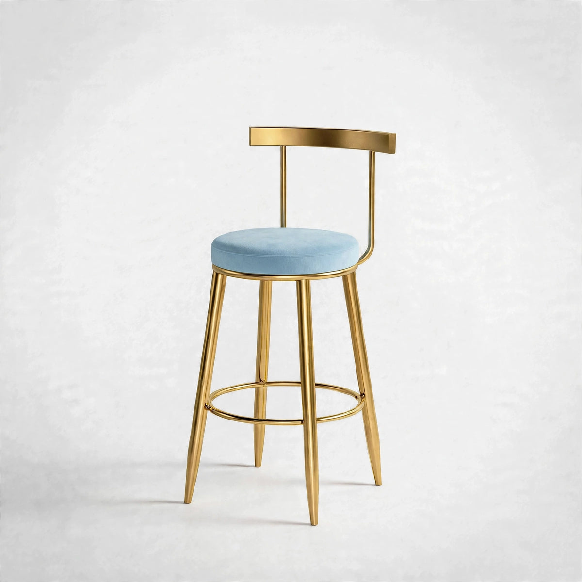 Nutech Decor Velvet Counter Height Bar Stool with Solid Backrest with Gold Legs | Kitchen & Bar Seating