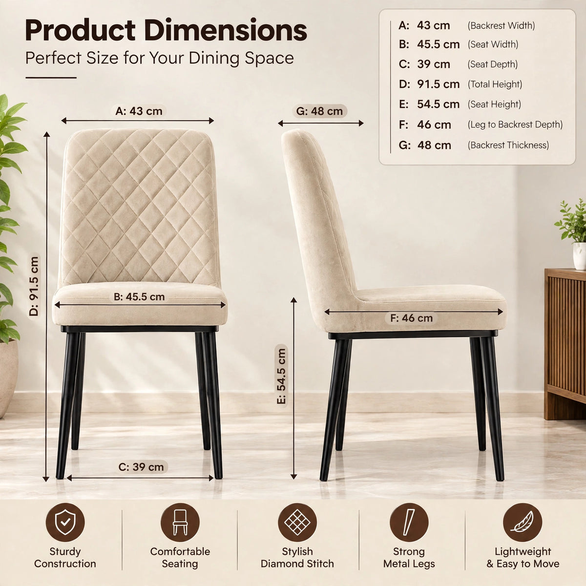Nutech Impex Modern Quilted Dining Chair | Elegant Multipurpose Seating for Home & Dining