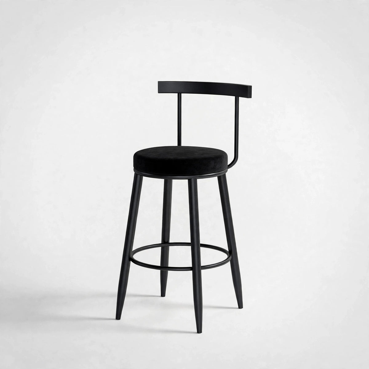 Nutech Decor Velvet Counter Height Bar Stool with Solid Backrest with Black Legs | Kitchen & Bar Seating