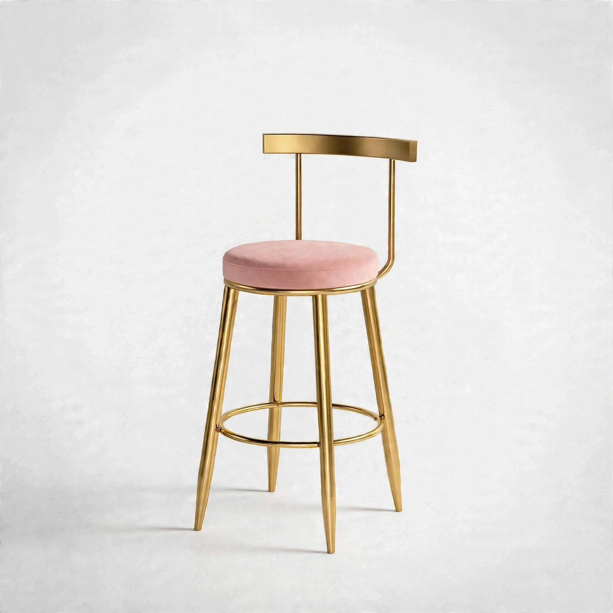 Nutech Decor Velvet Counter Height Bar Stool with Solid Backrest with Gold Legs | Kitchen & Bar Seating