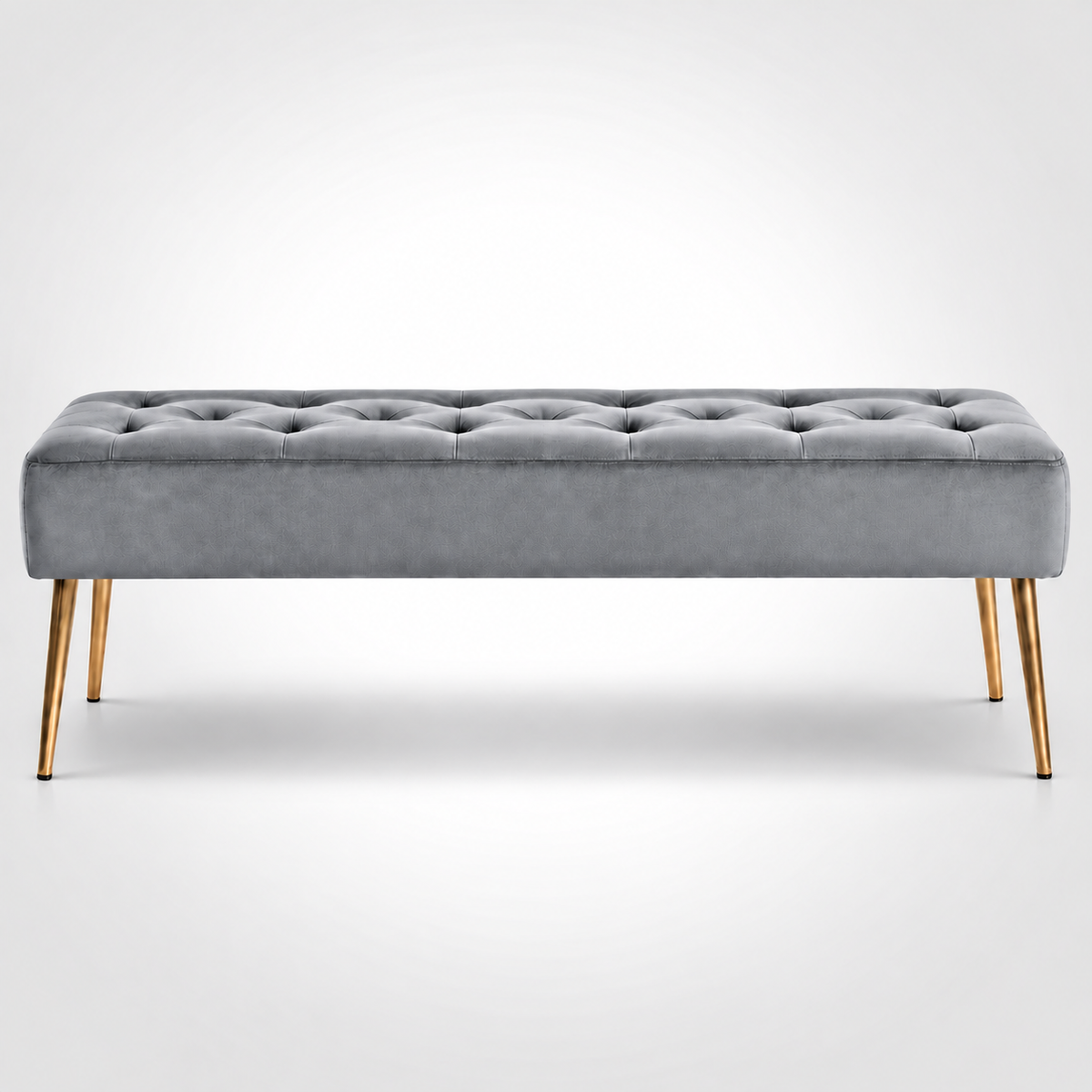 Nutech Impex Modern Velvet Bench Ottoman with Gold Metal Legs | Tufted Upholstered Bench for Bedroom, Living Room & Entryway | Footrest & Accent Seating